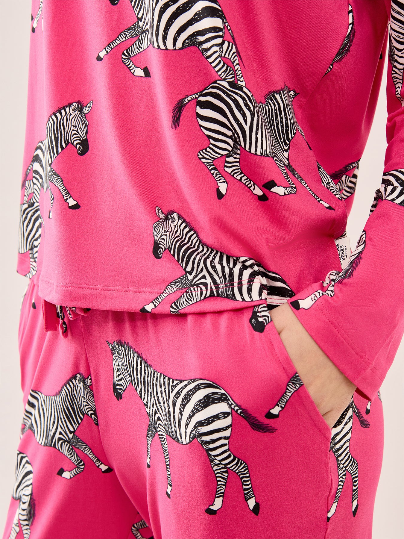 Zebra Crew Neck Pyjama Set Pink