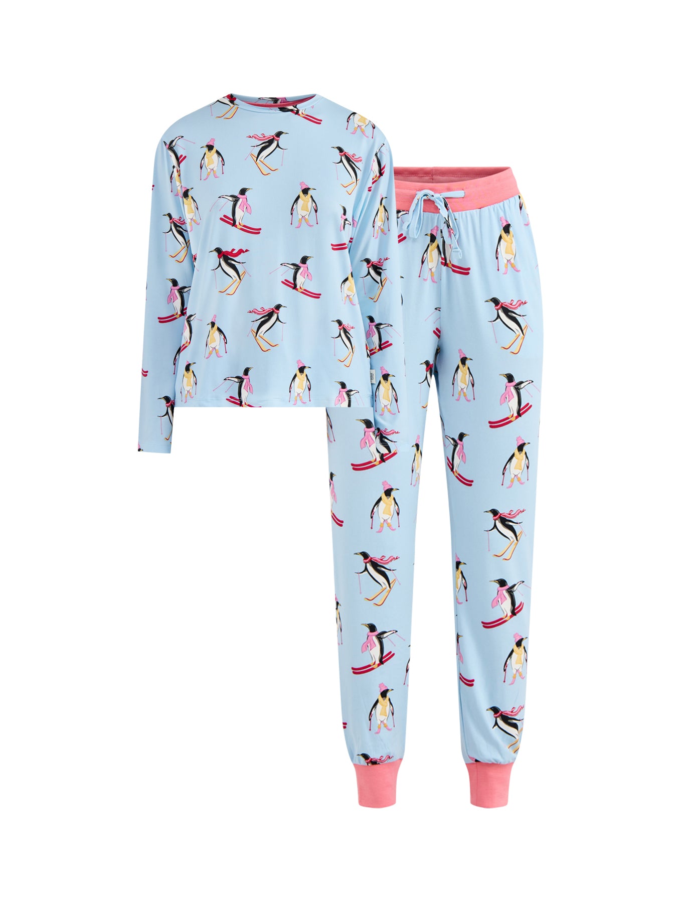 Skiing Penguins Pyjama Set Blue