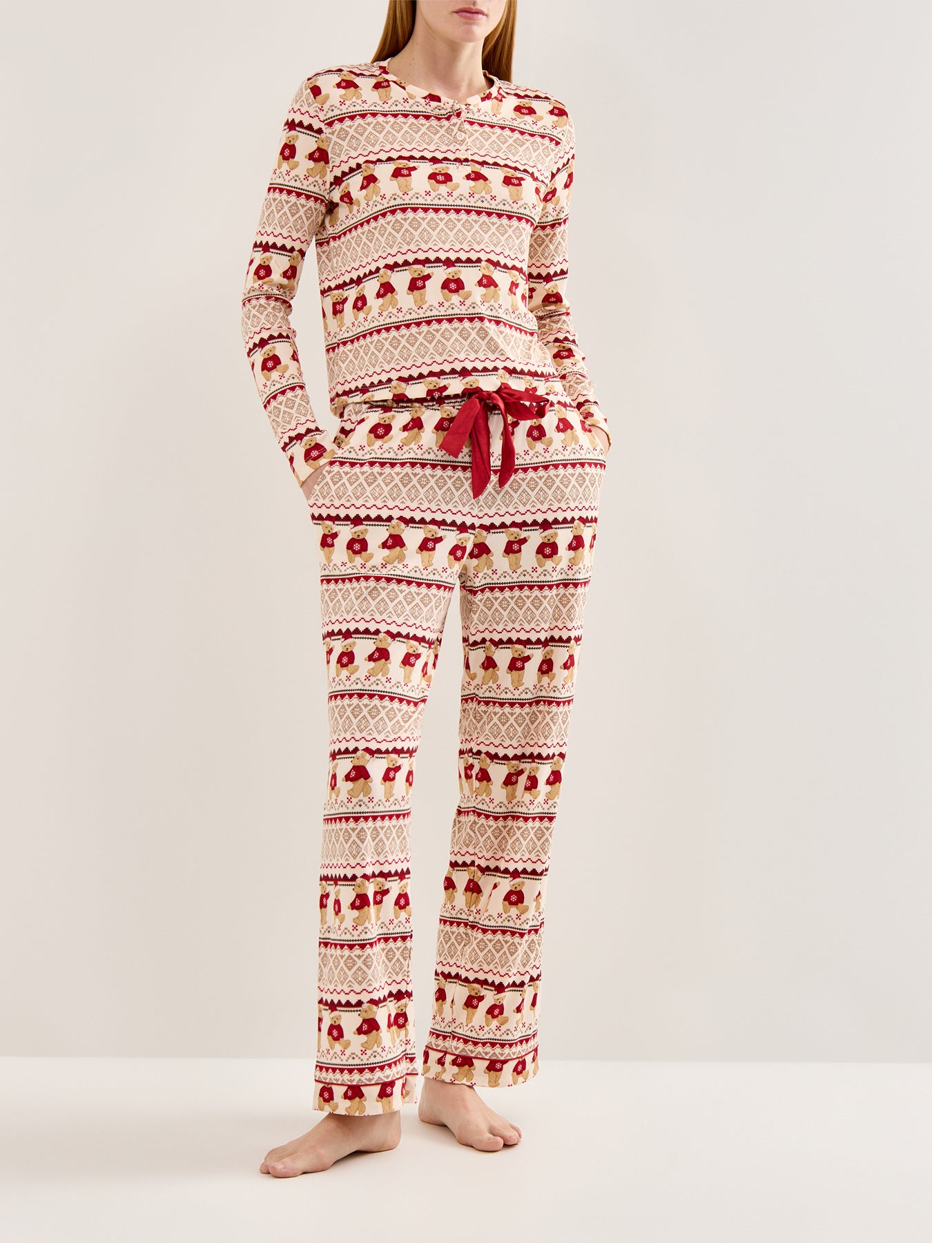 Christmas Bear Pyjama Set Off White