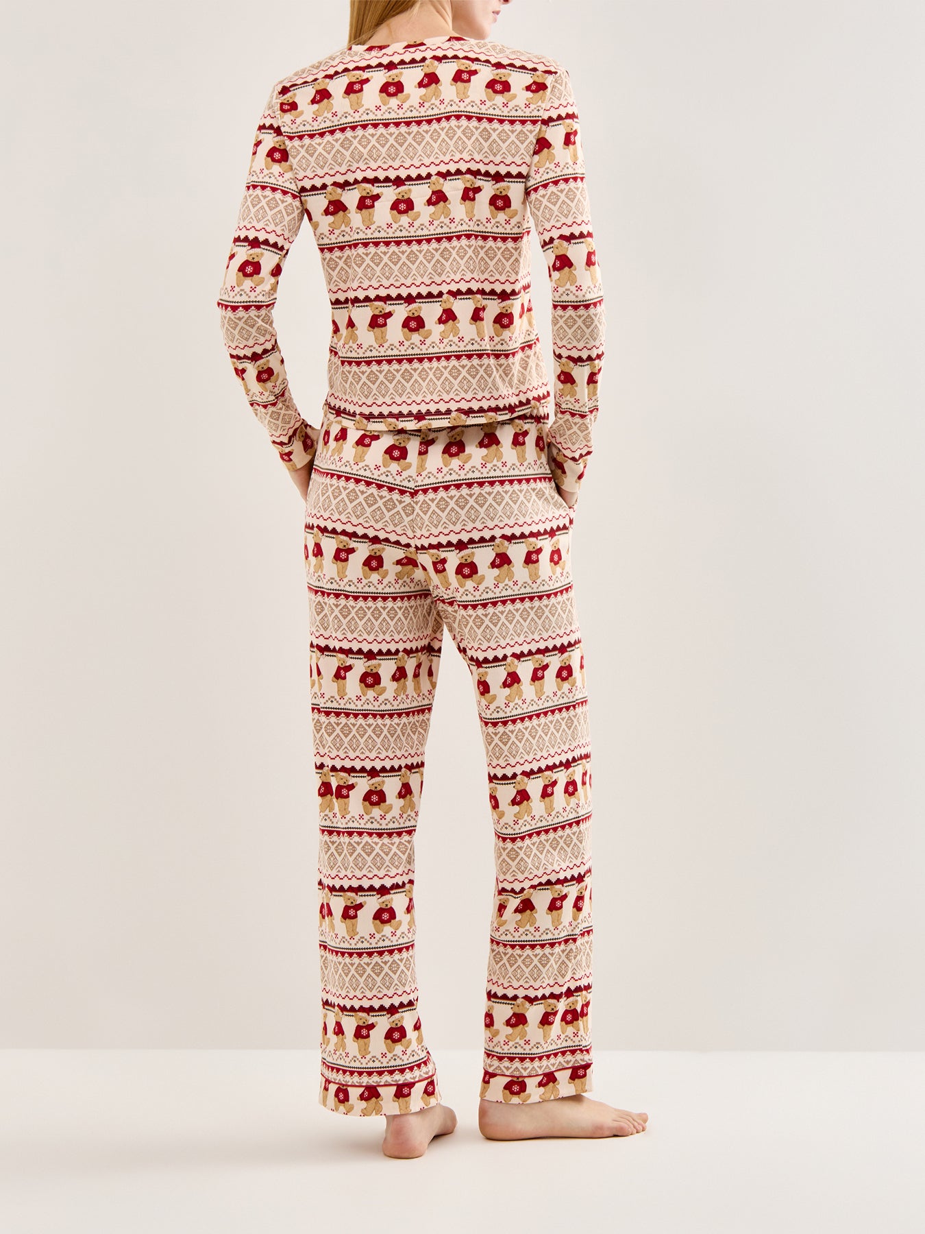 Christmas Bear Pyjama Set Off White