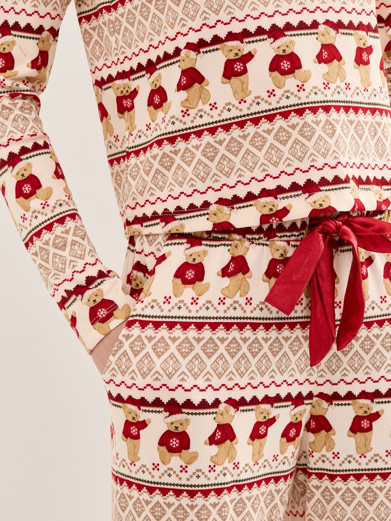 Christmas Bear Pyjama Set Off White