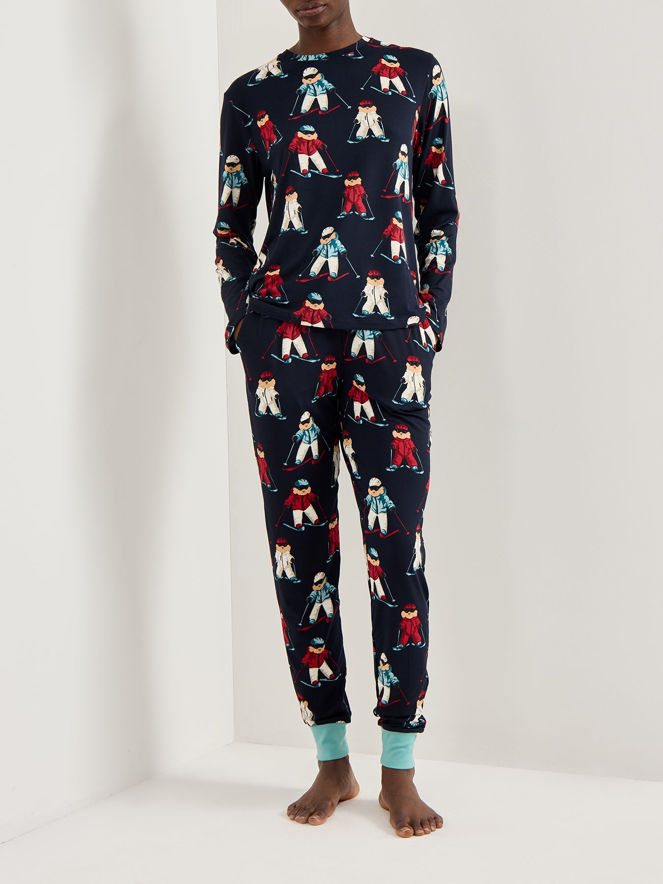 Skiing Dog Pyjama Set Navy