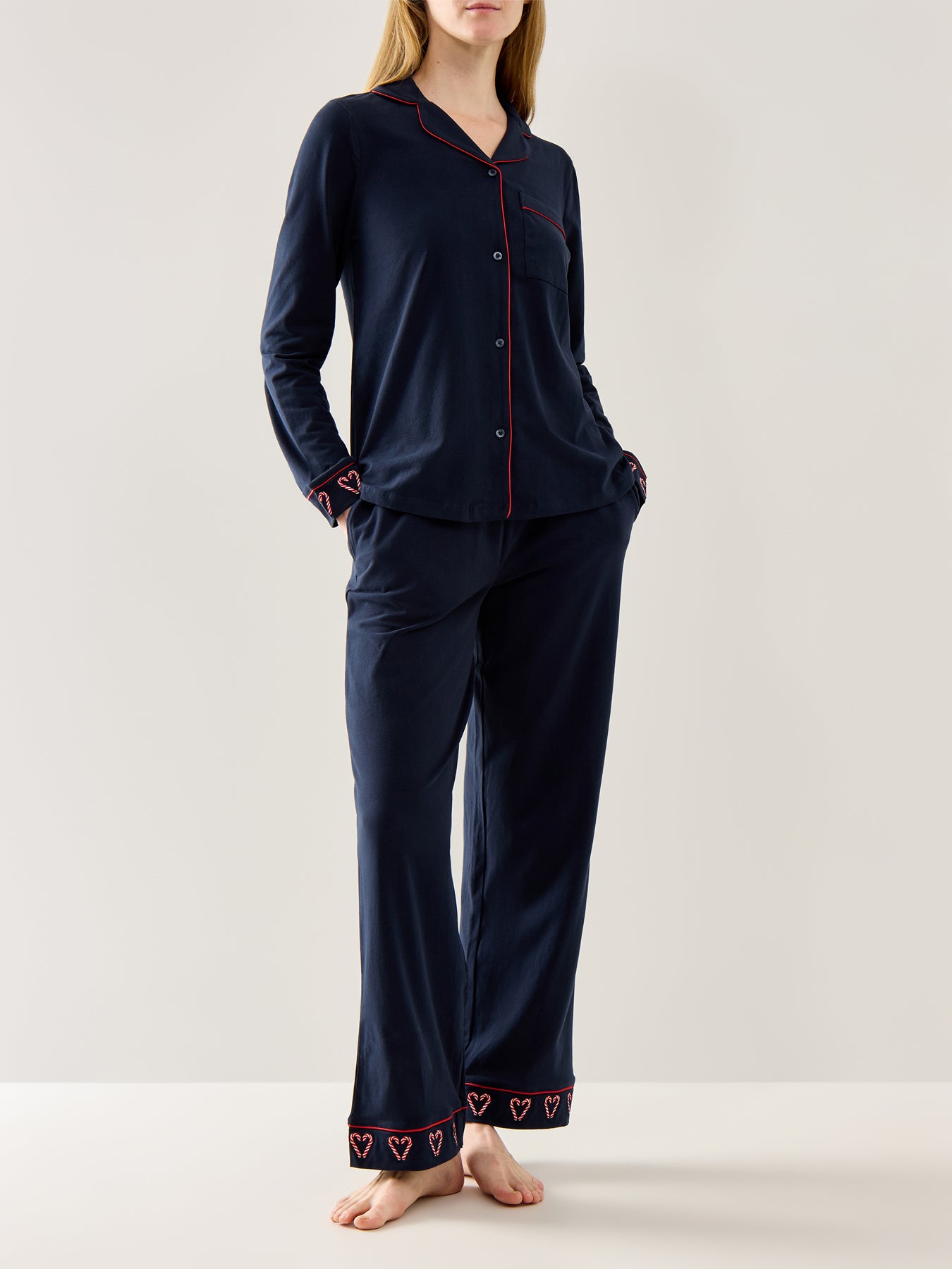 Candycane Cuff Long Set Navy