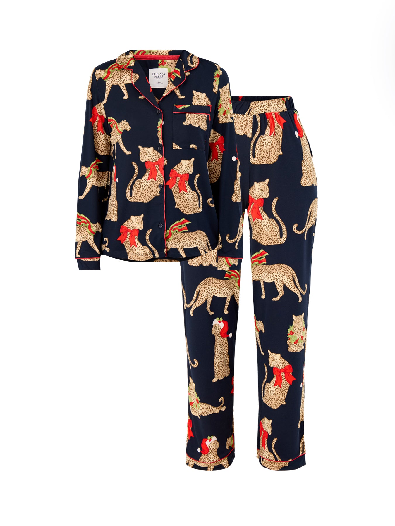 Christmas Leopard Pyjama Set Navy
