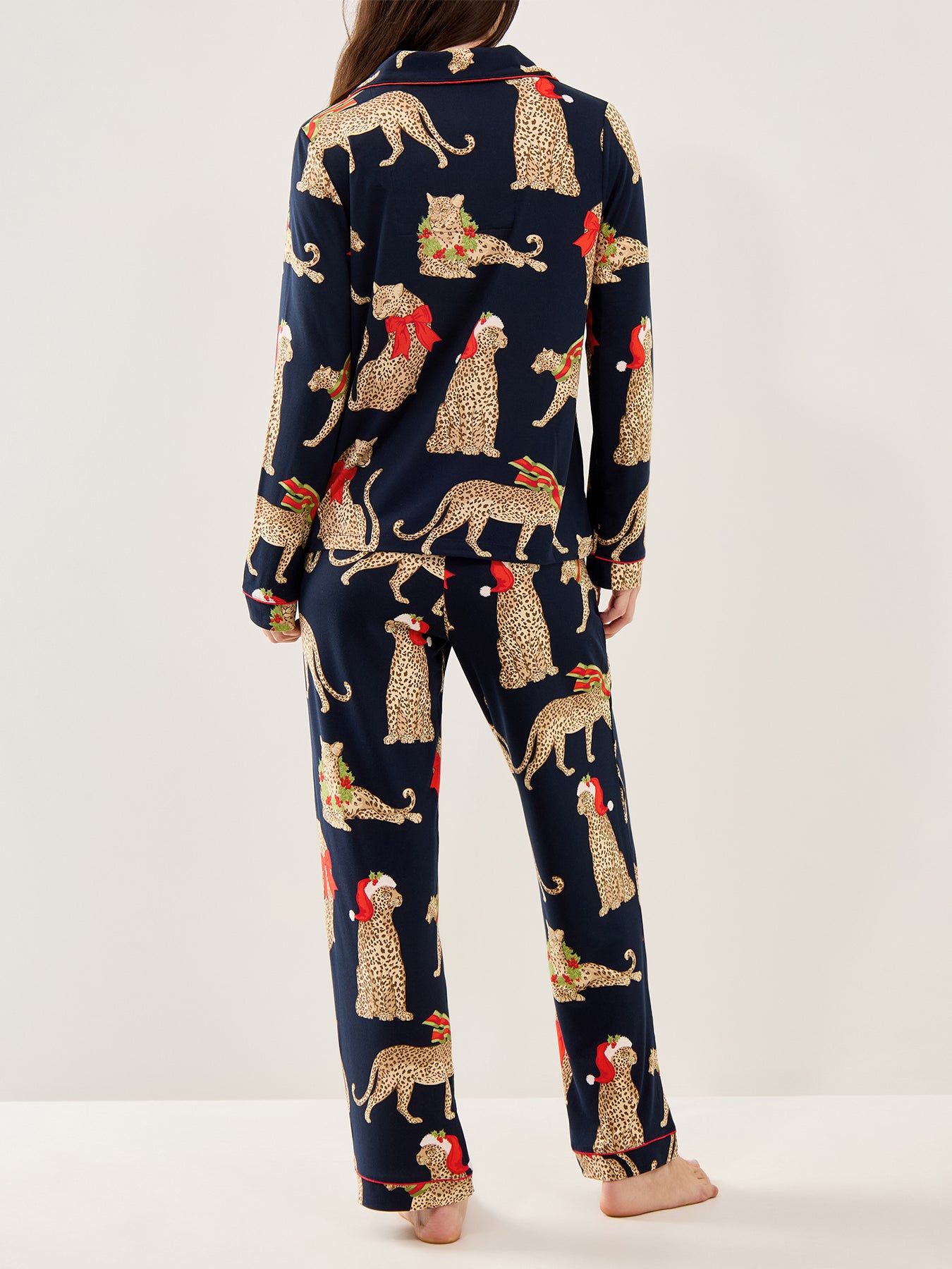 Christmas Leopard Pyjama Set Navy