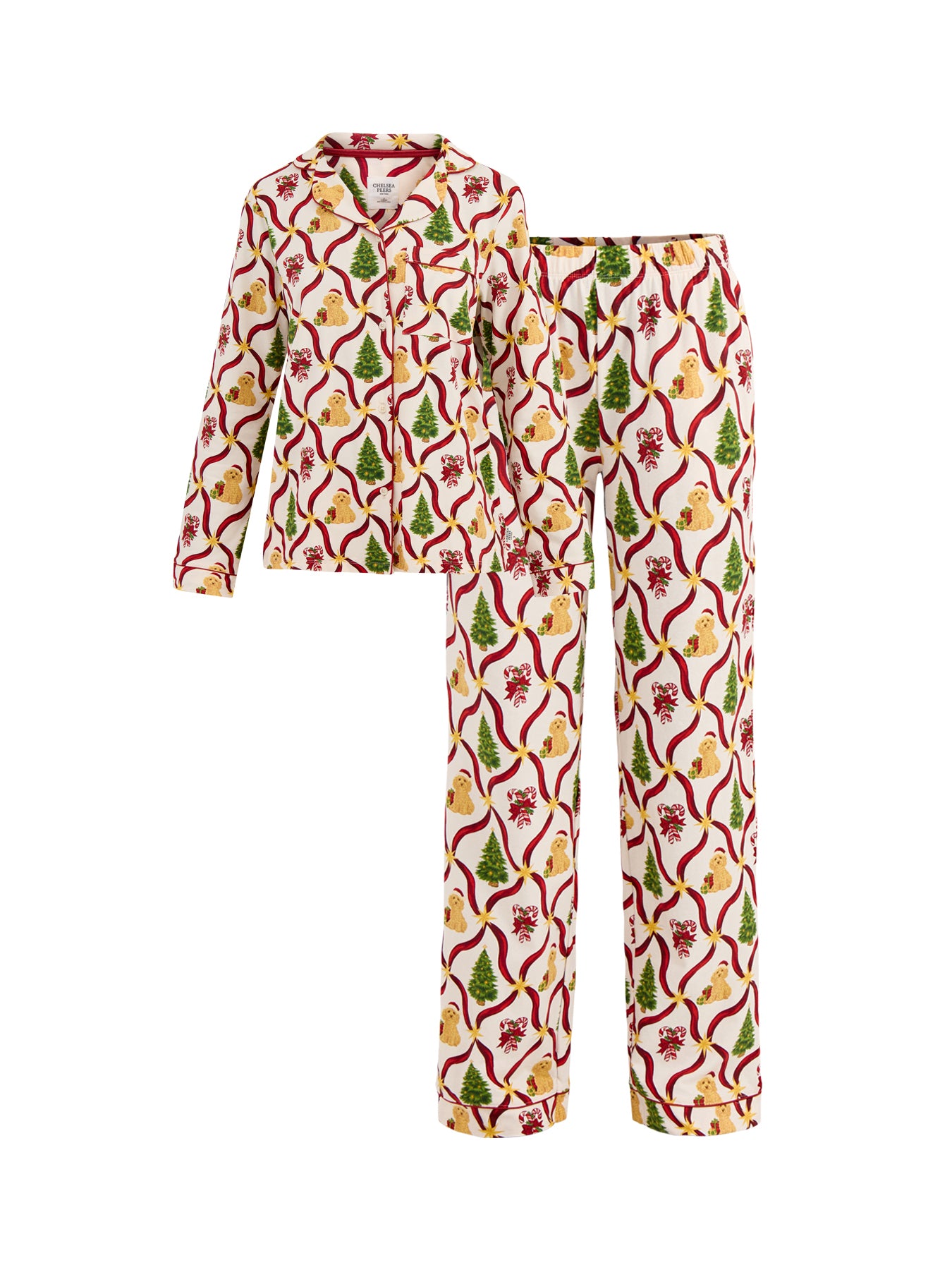 Tree Dog Candycane Pyjama Set Cream