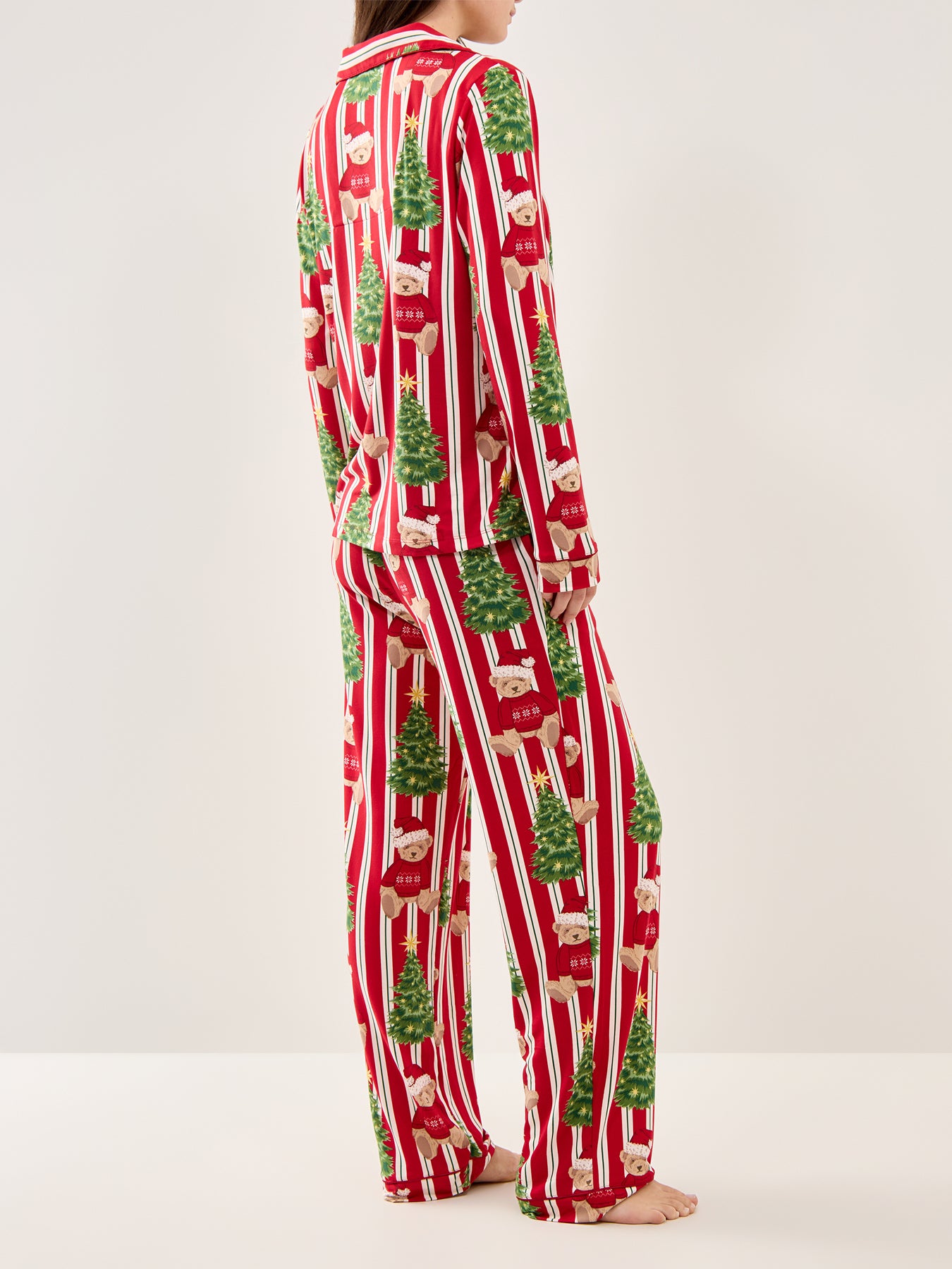 Bear Stripe Pyjama Set Red