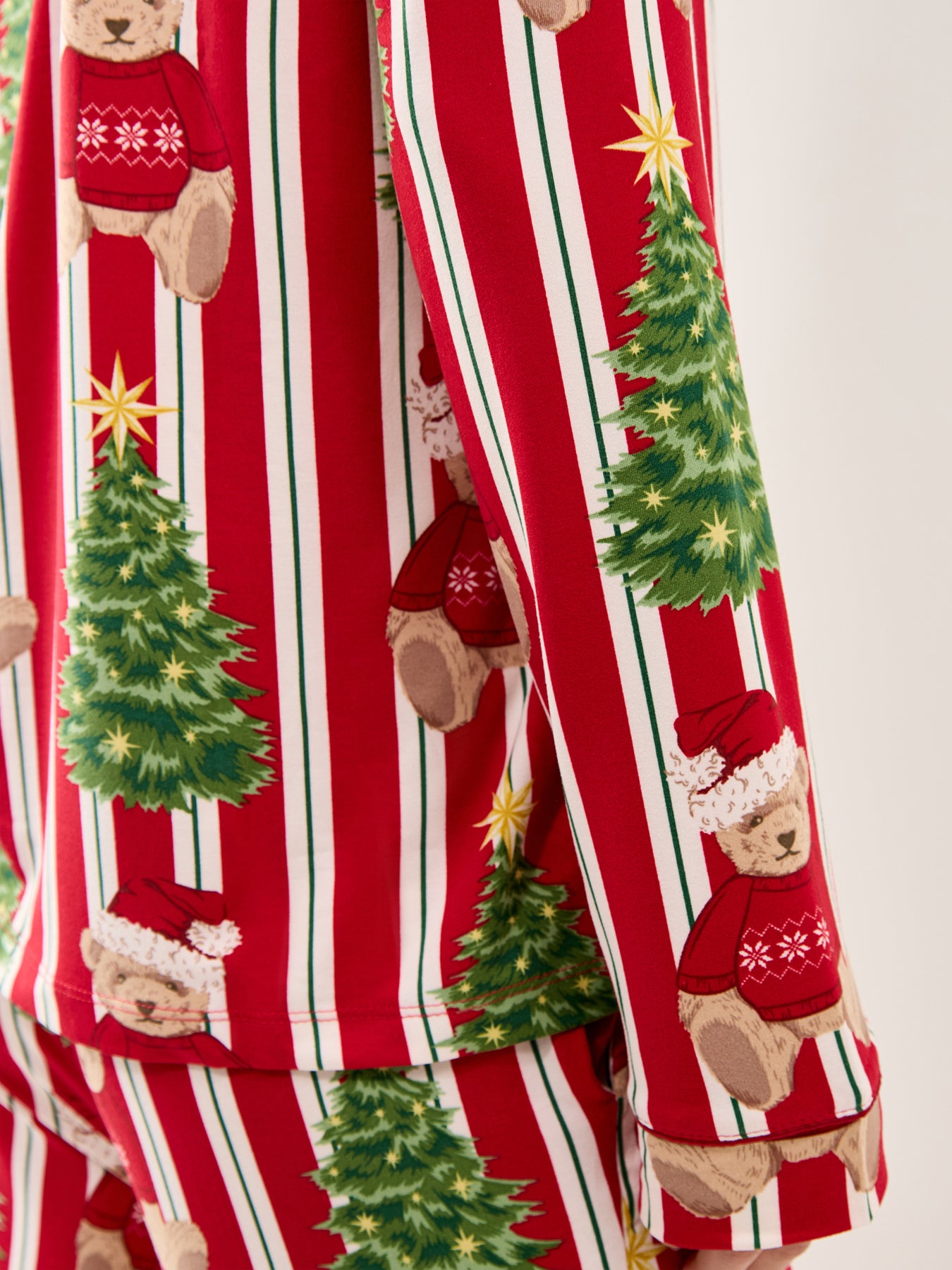 Bear Stripe Pyjama Set Red