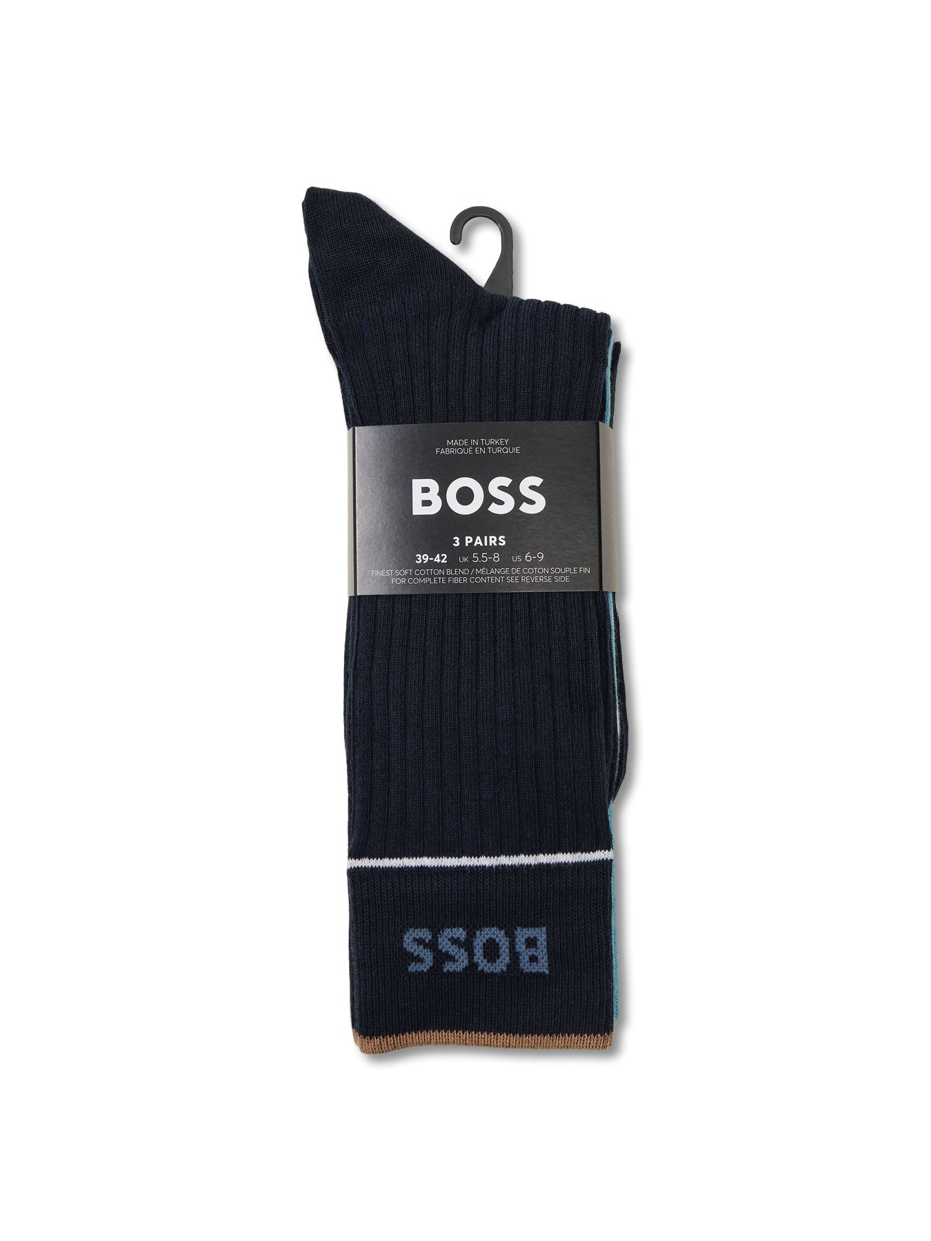 Rib Fine Cotton Socks 3 Pack