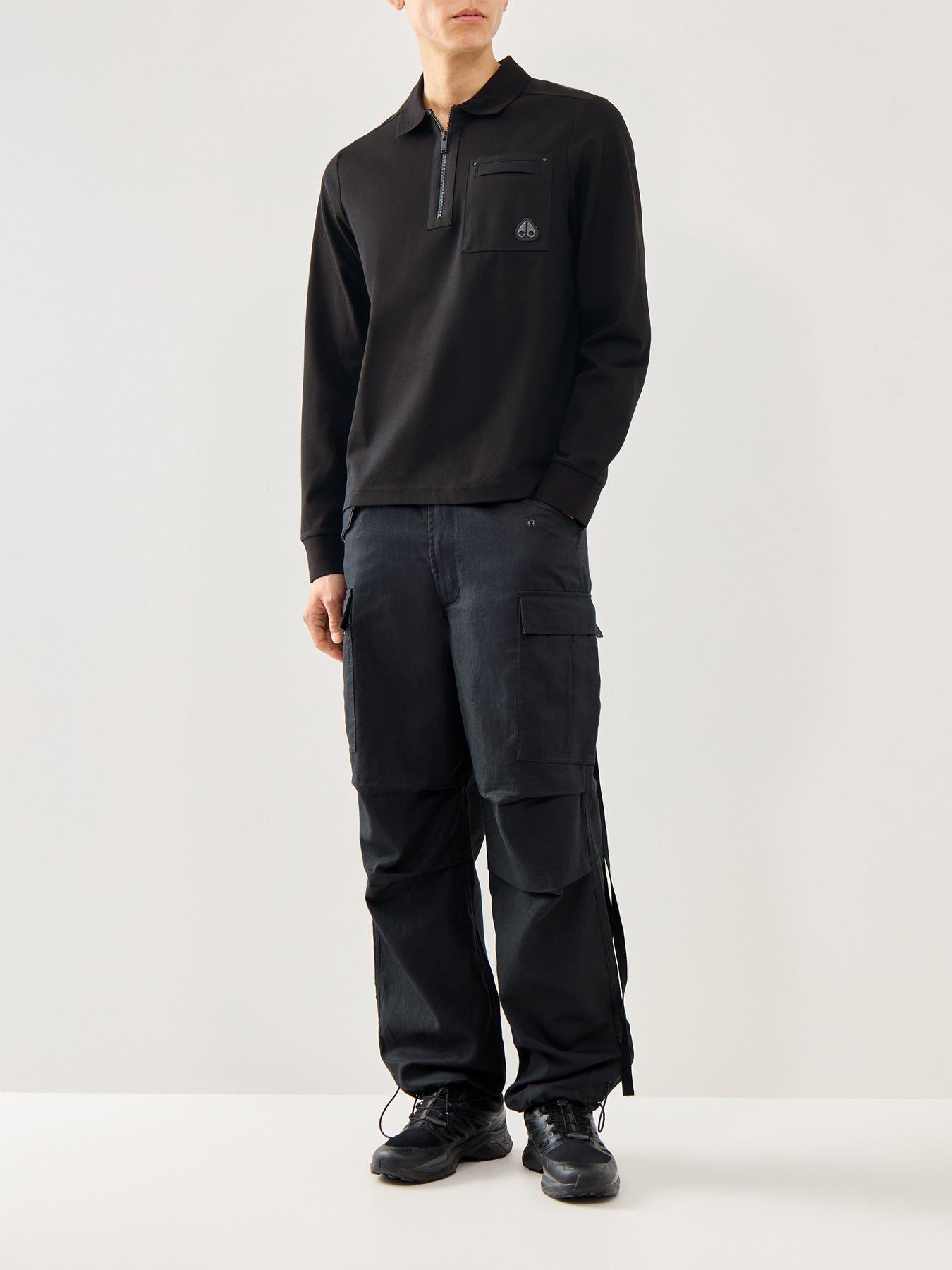 Dalon Long Sleeves Cotton Polo Black