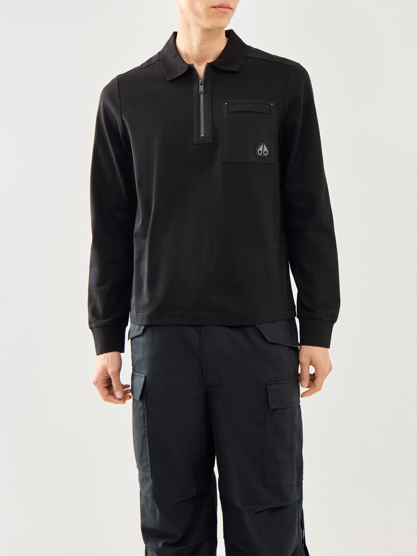 Dalon Long Sleeves Cotton Polo Black