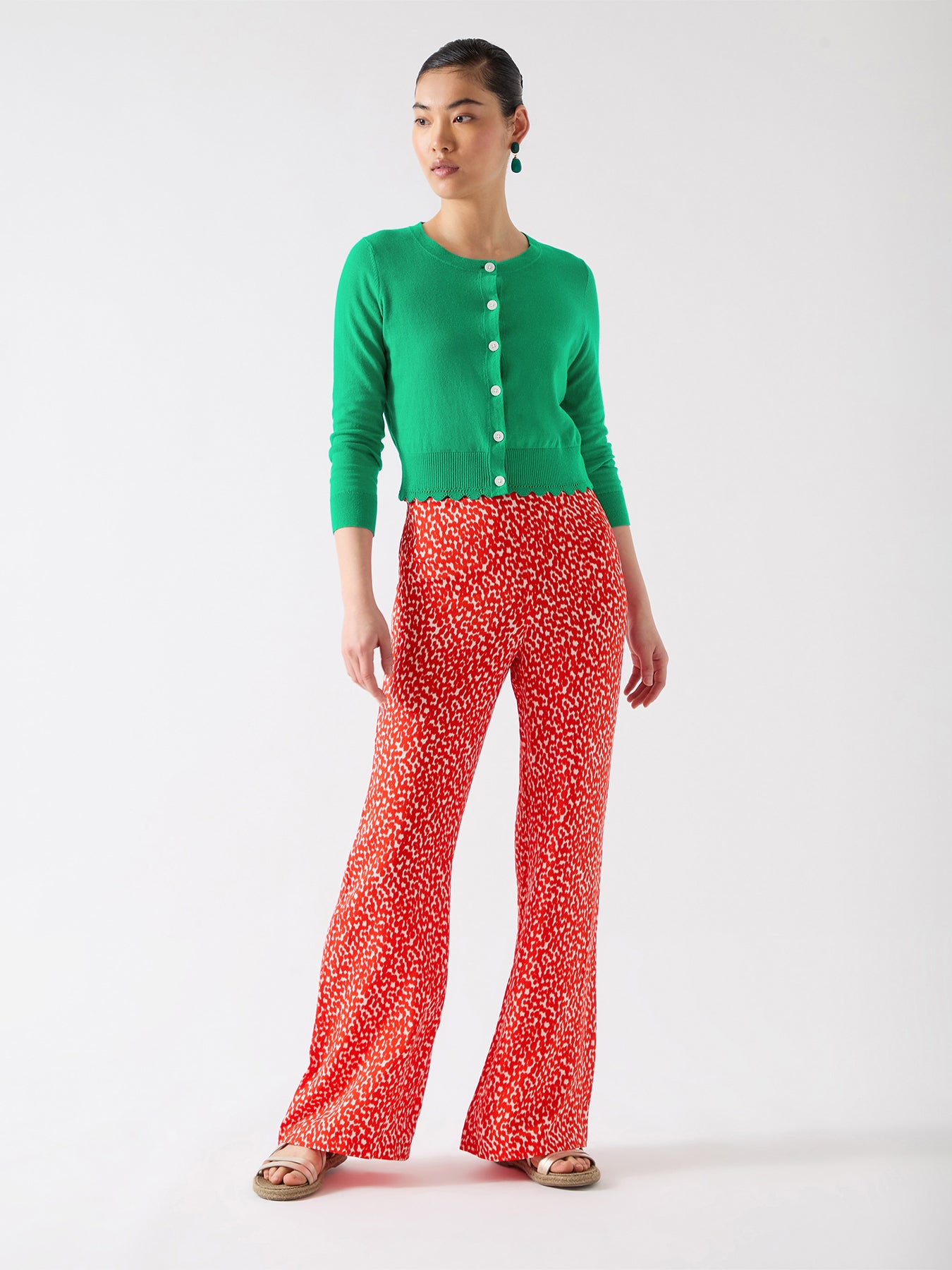 Vanessa Green Cotton Pointelle Detail Cardigan