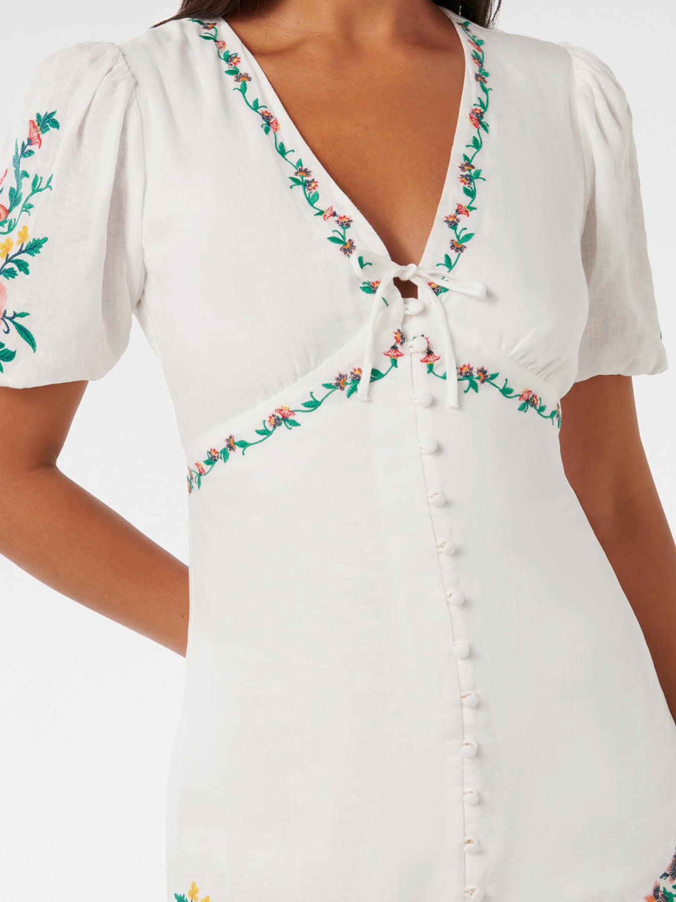 Veanne Embroidered Mini Dress