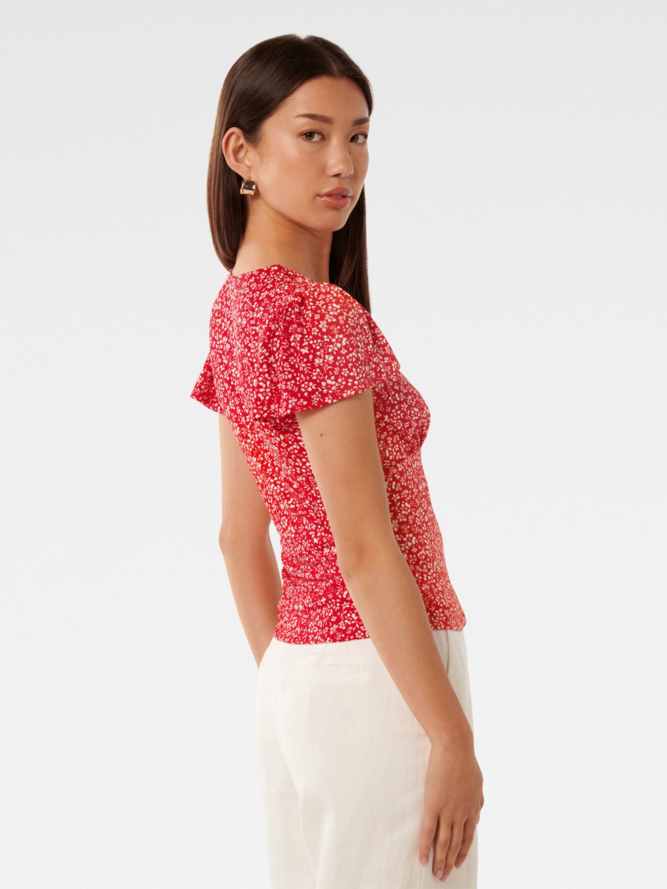 Lulu Printed Flutter Sleeves Top