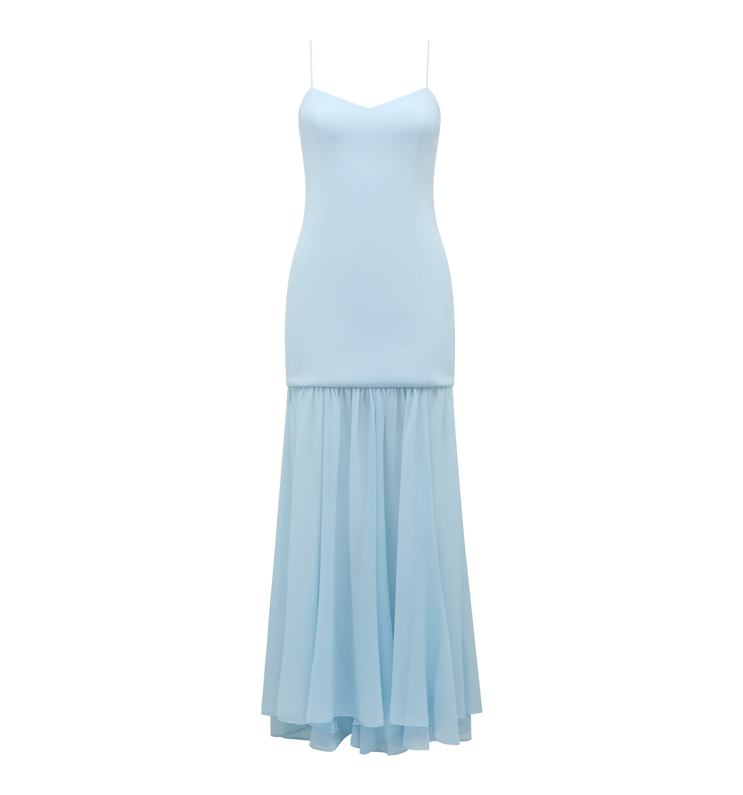 sachin and babi light blue dress SSYS Helen Frill Neck Drop Waist Linen Maxi Dress In Blue *FINAL SALE*