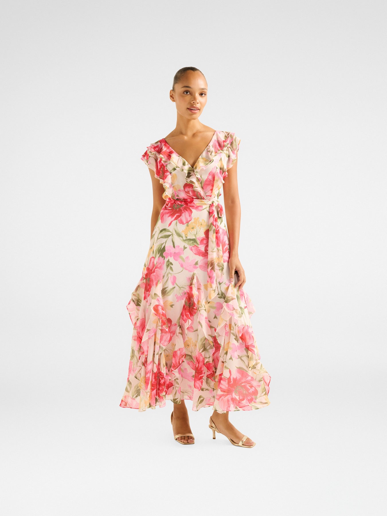 Naya Ruffle Midi Dress