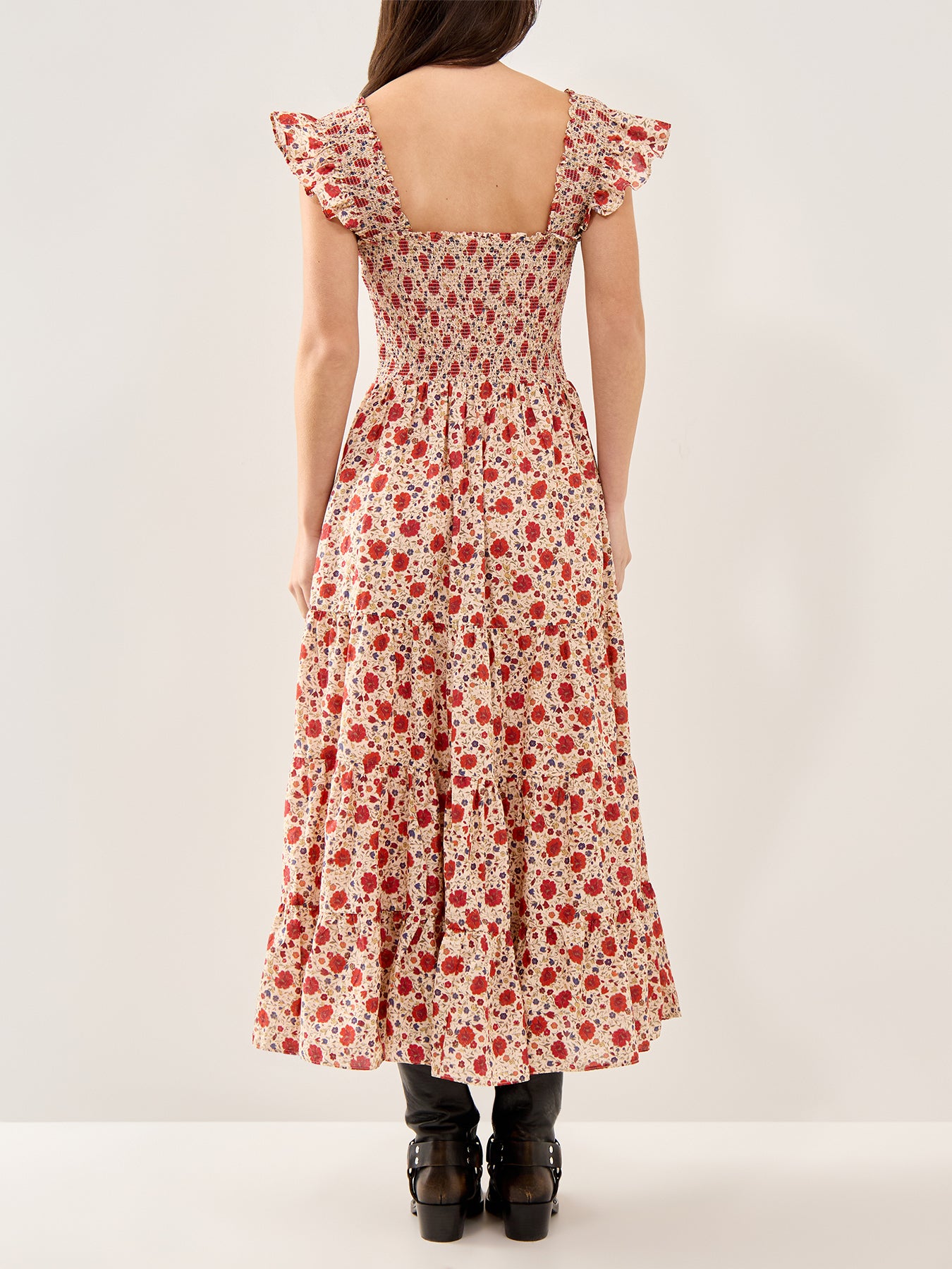 Kendall Floral Midi Dress Cream