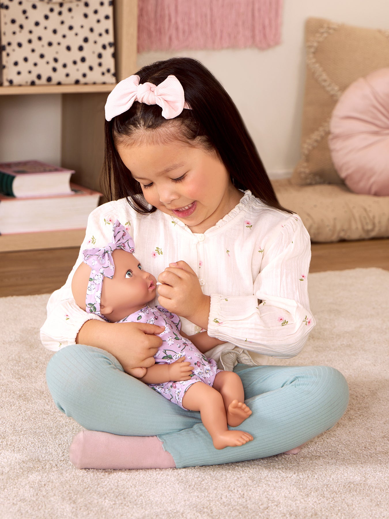 Floral Dress & Headband Doll Outfit