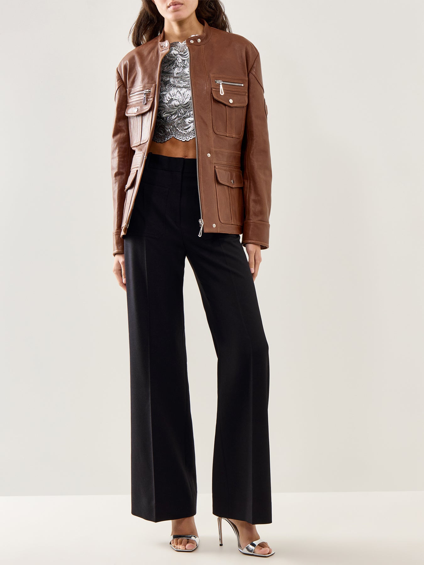 Leather Zip-Front Jacket
