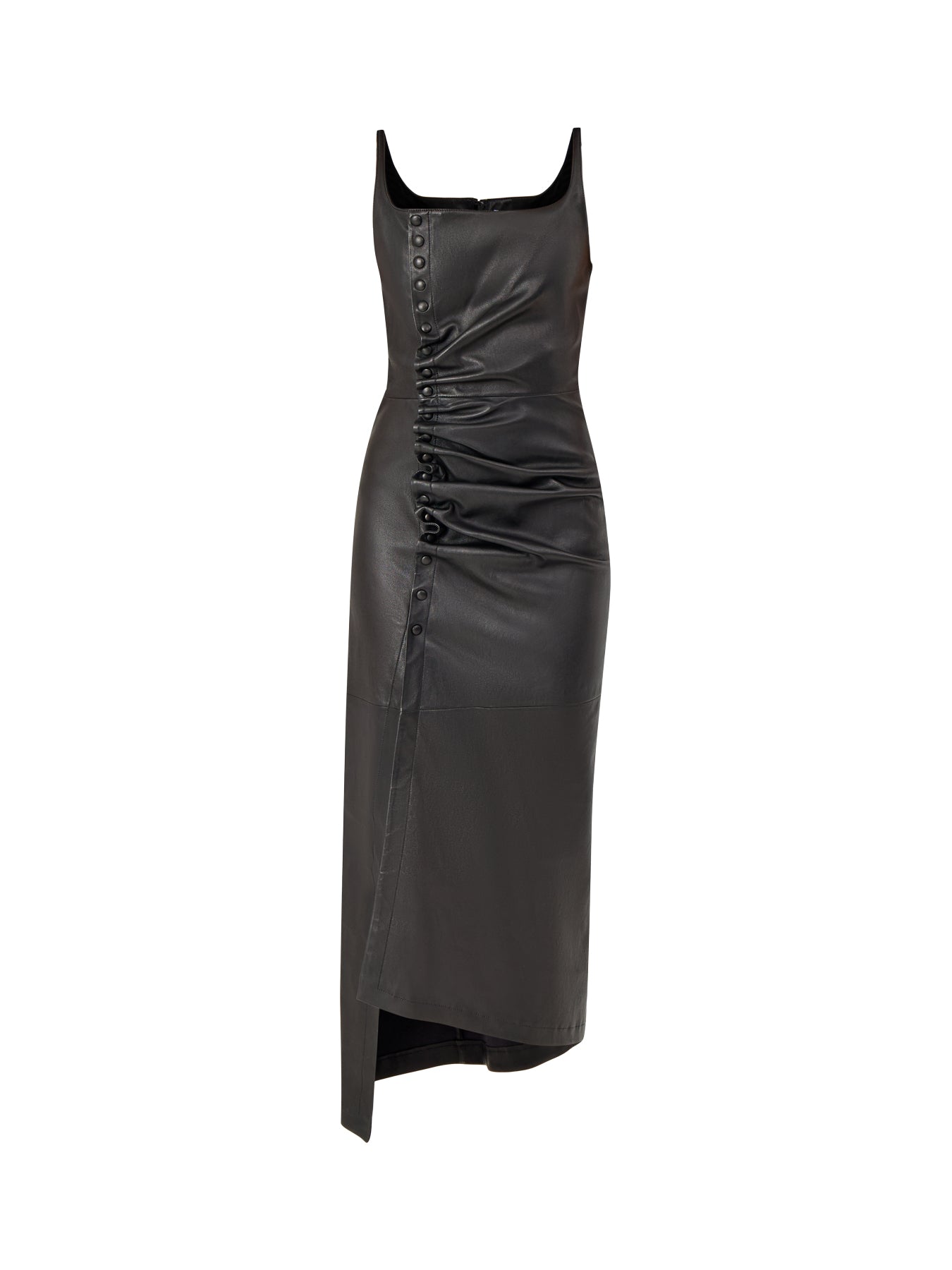 Robe Stretch Leather Button Down Ruched Detail