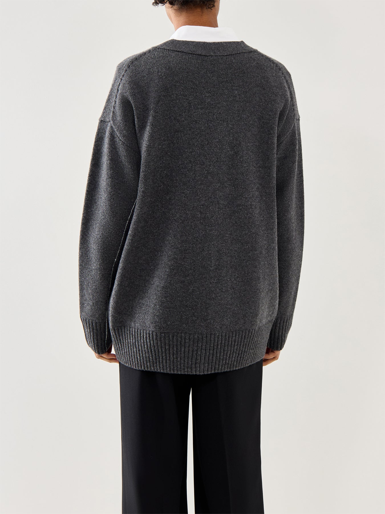 Pull Cardigan With Logo Hardware Buttons Dark Grey