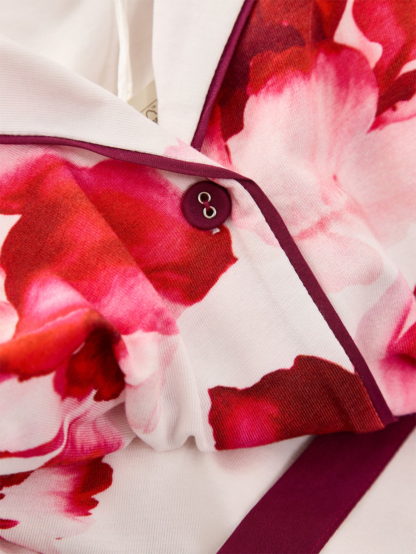 Floral Jersey Pyjama Top Oxblood