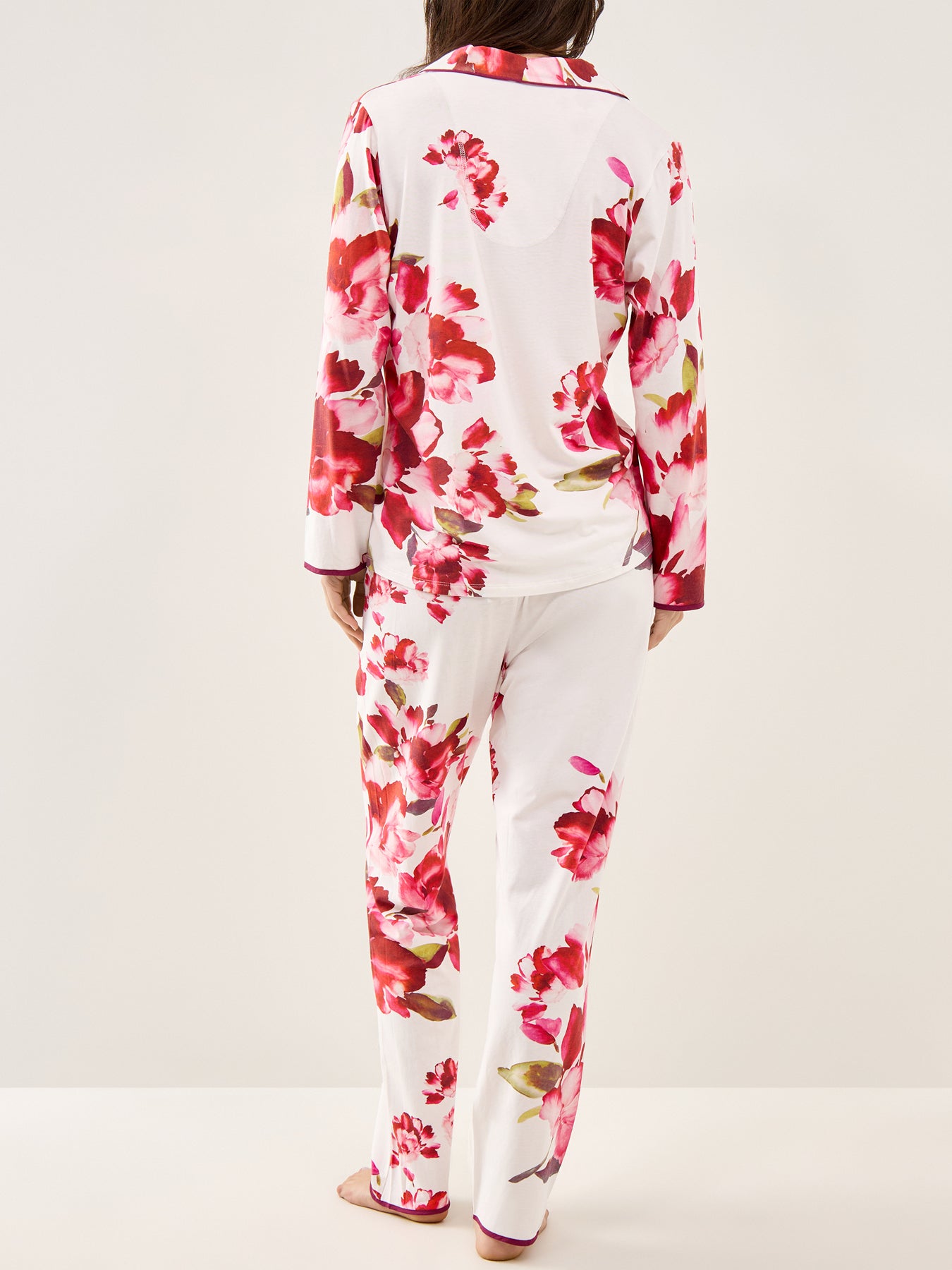 Floral Jersey Pyjama Trousers Oxblood