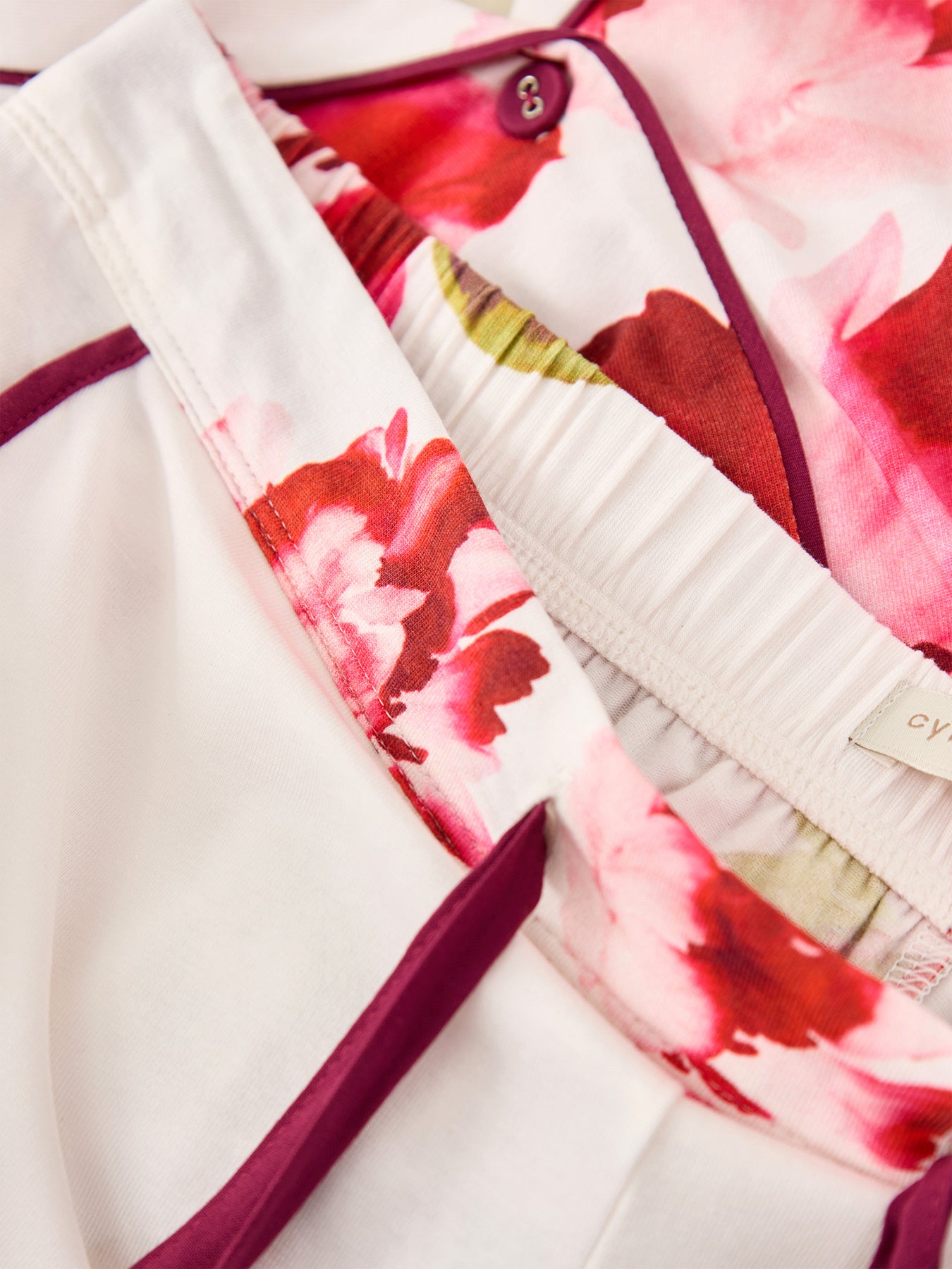 Floral Jersey Pyjama Trousers Oxblood