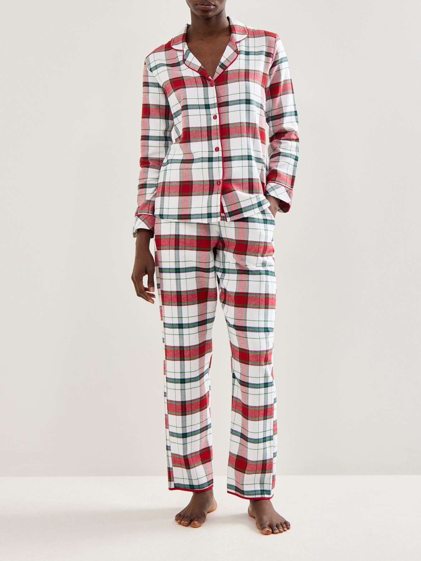 Brushed Check Pyjama Top Red