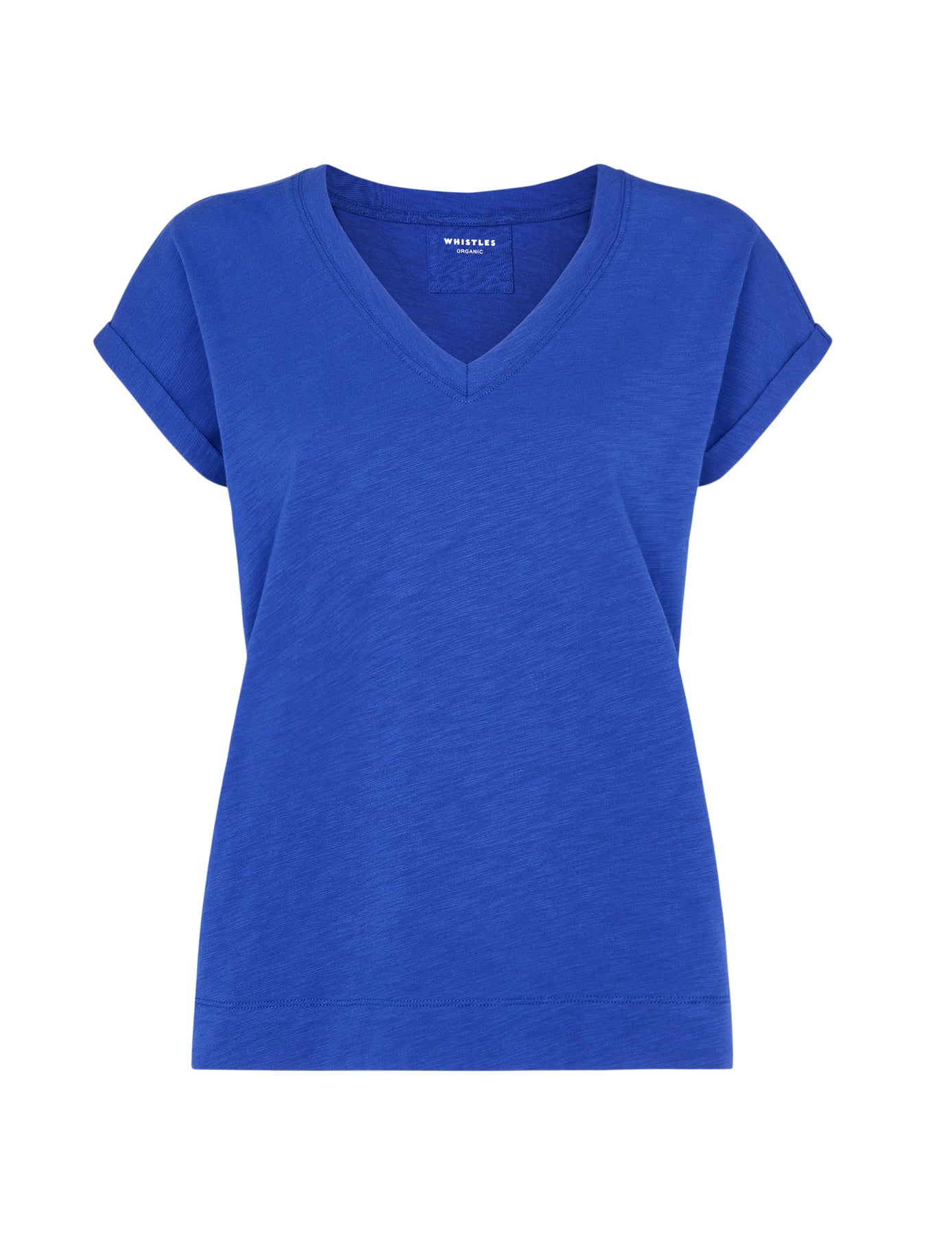 Willa V-Neck Cap Sleeve Tee Blue