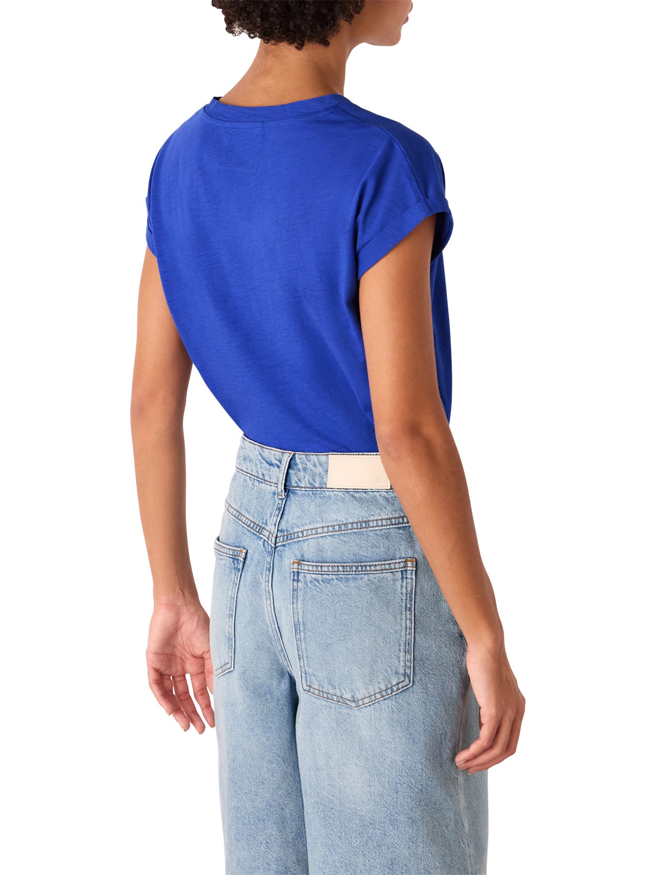 Willa V-Neck Cap Sleeve Tee Blue