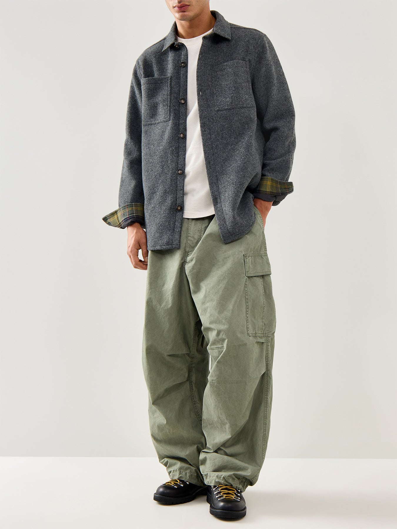 Marlow Tailored Wool Blend Overshirt Dark Grey Marl