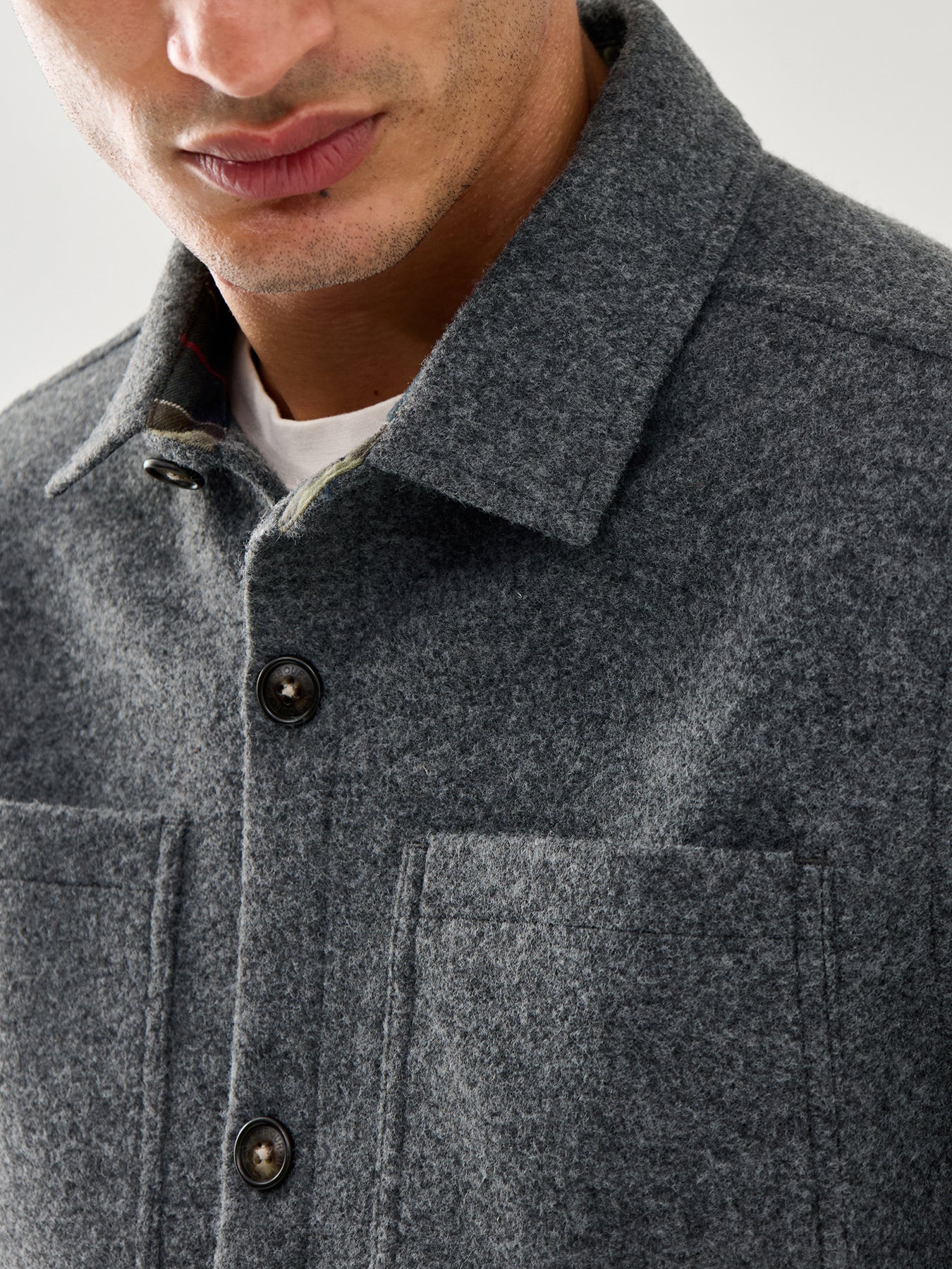 Marlow Tailored Wool Blend Overshirt Dark Grey Marl