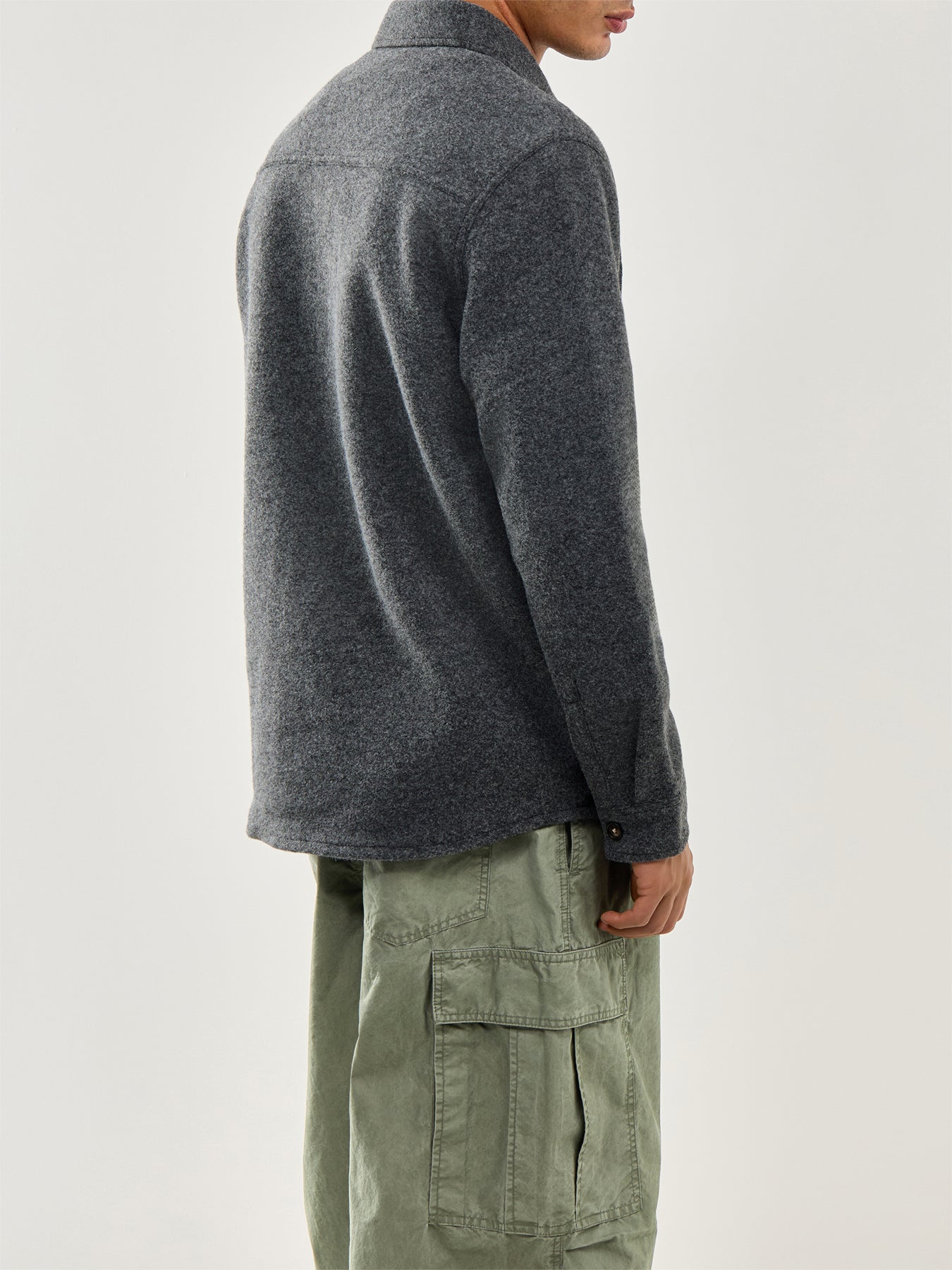 Marlow Tailored Wool Blend Overshirt Dark Grey Marl