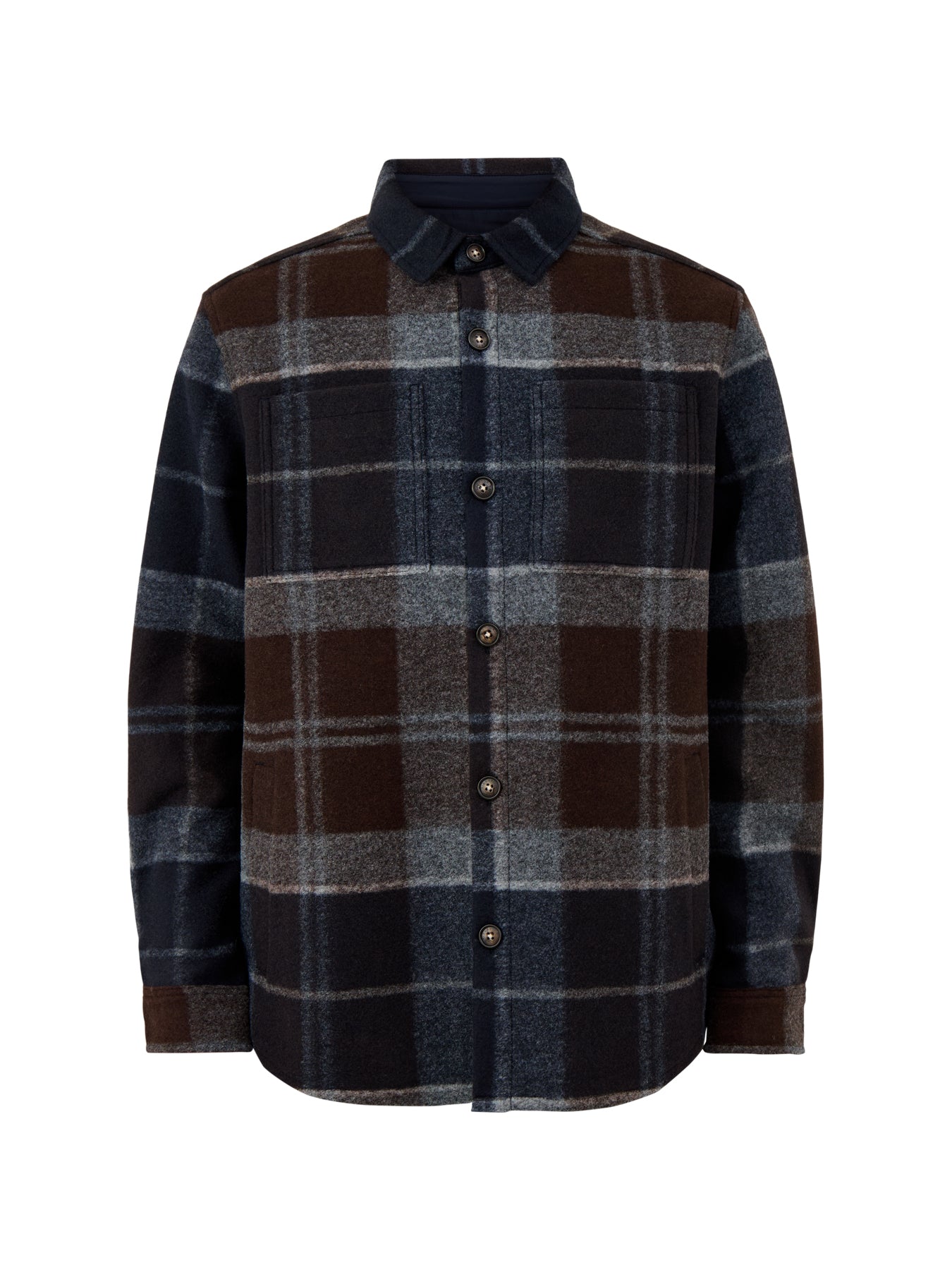 Chapter Tailored Check Overshirt Midnight Oak Tartan