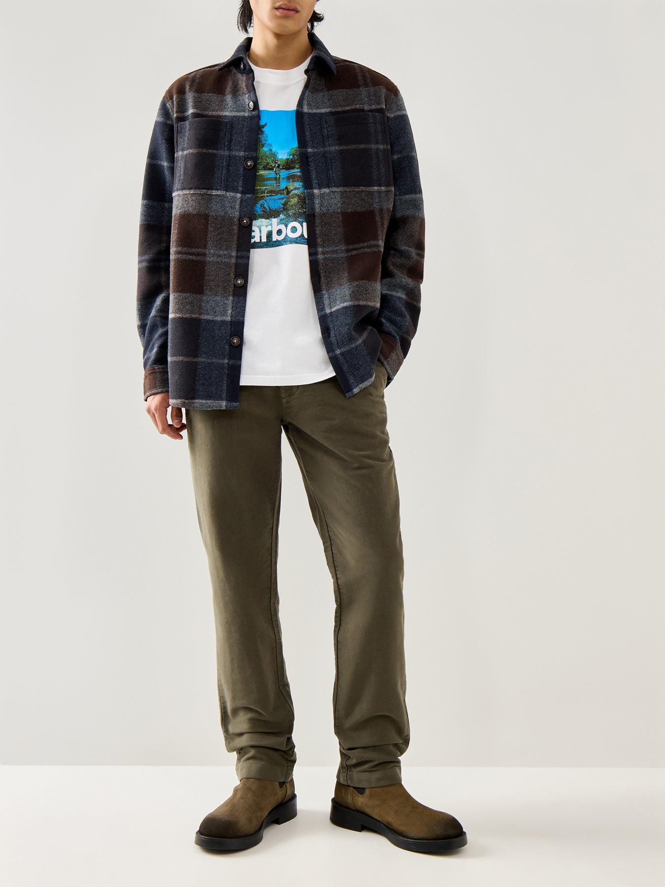 Chapter Tailored Check Overshirt Midnight Oak Tartan