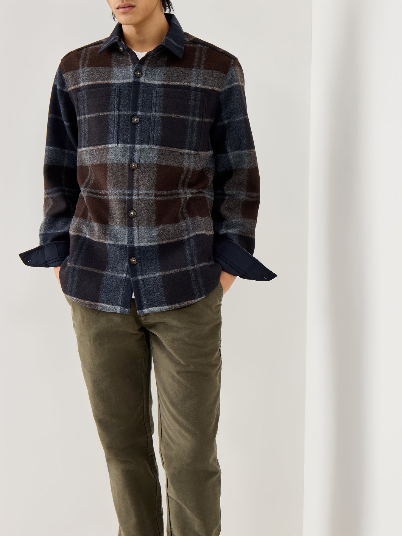 Chapter Tailored Check Overshirt Midnight Oak Tartan