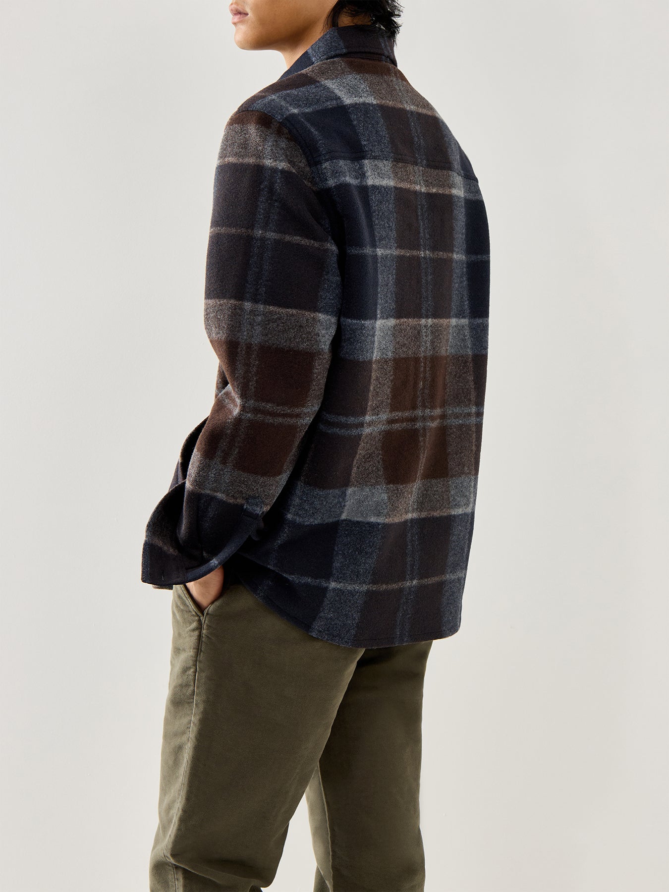Chapter Tailored Check Overshirt Midnight Oak Tartan