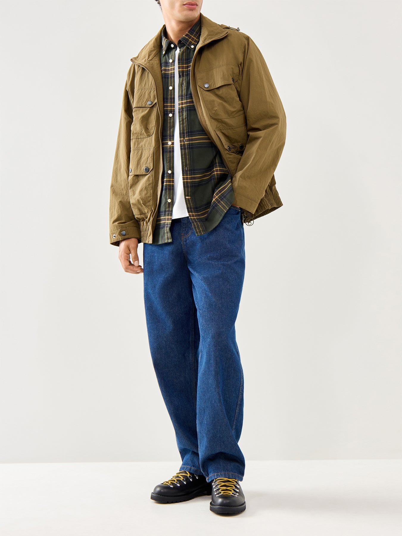 Portdown Tailored Cotton Checked Shirt Olive