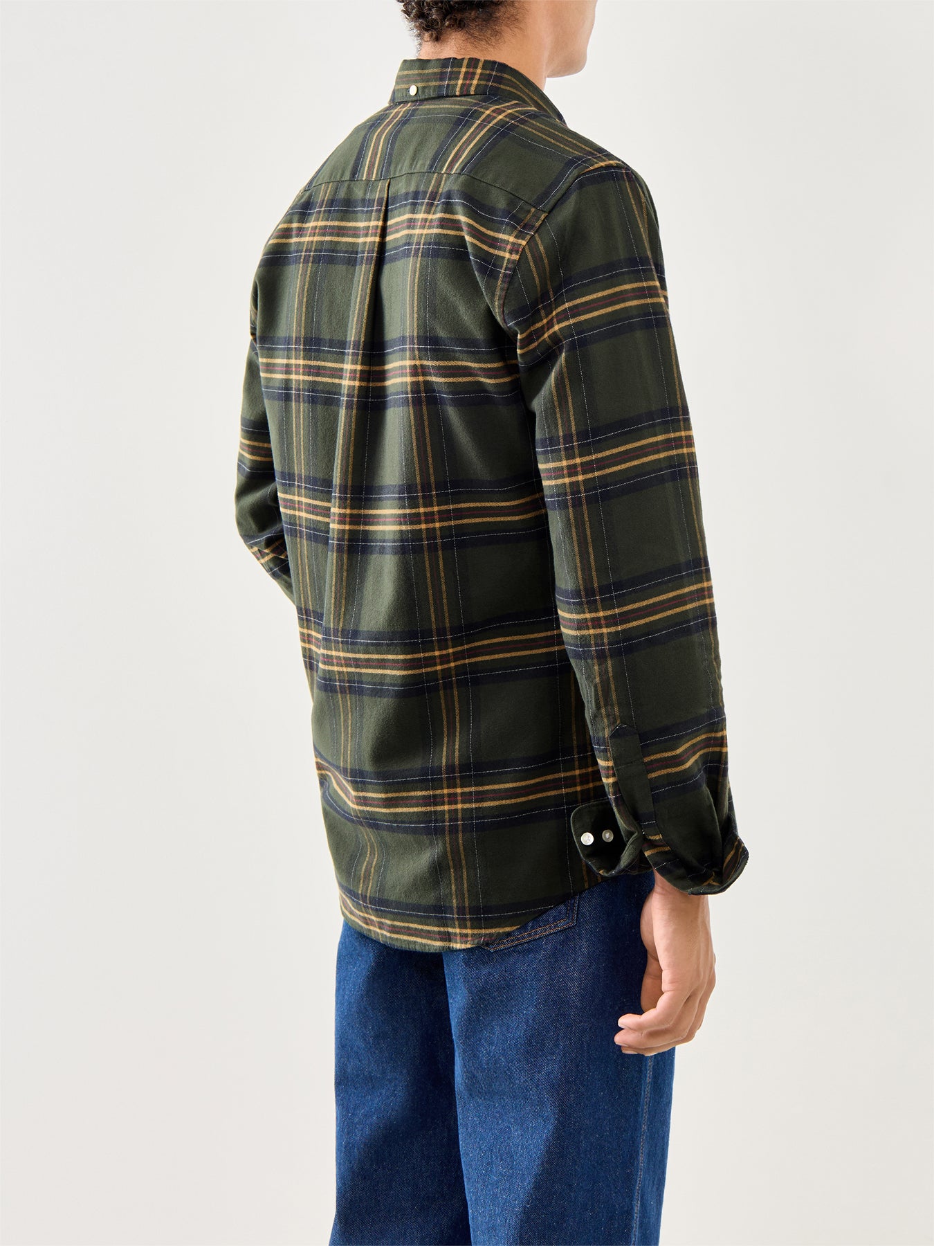 Portdown Tailored Cotton Checked Shirt Olive
