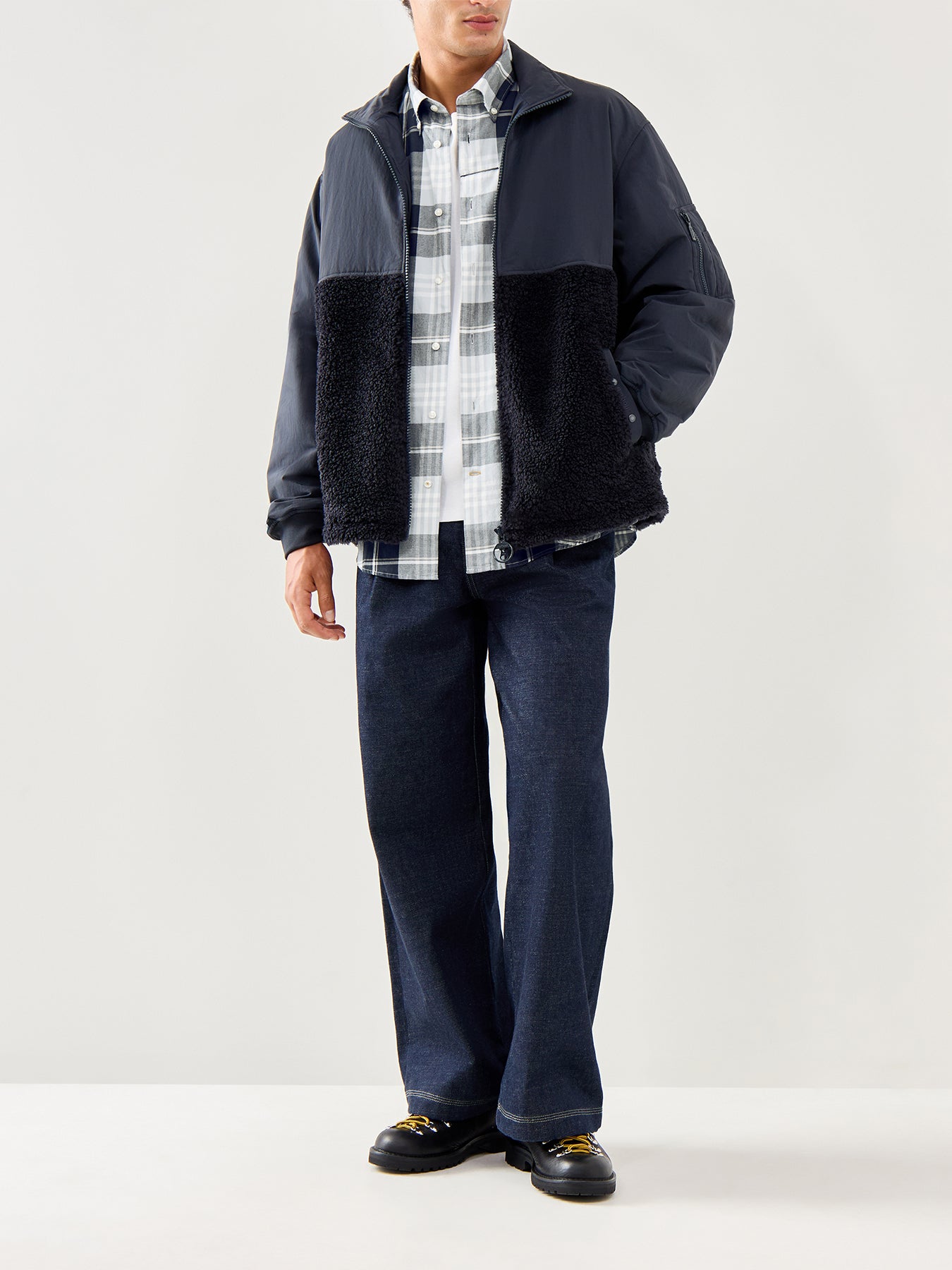 Edgar Tailored Cotton Checked Shirt Blue