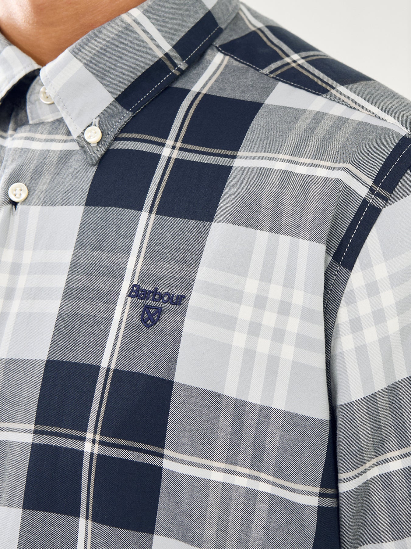 Edgar Tailored Cotton Checked Shirt Blue