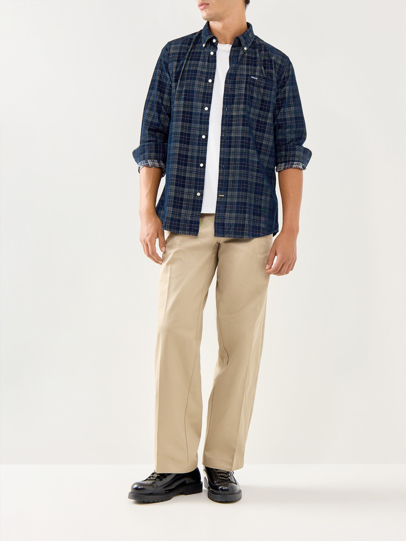 Southfield Tailored Checked Cord Shirt Dark Navy