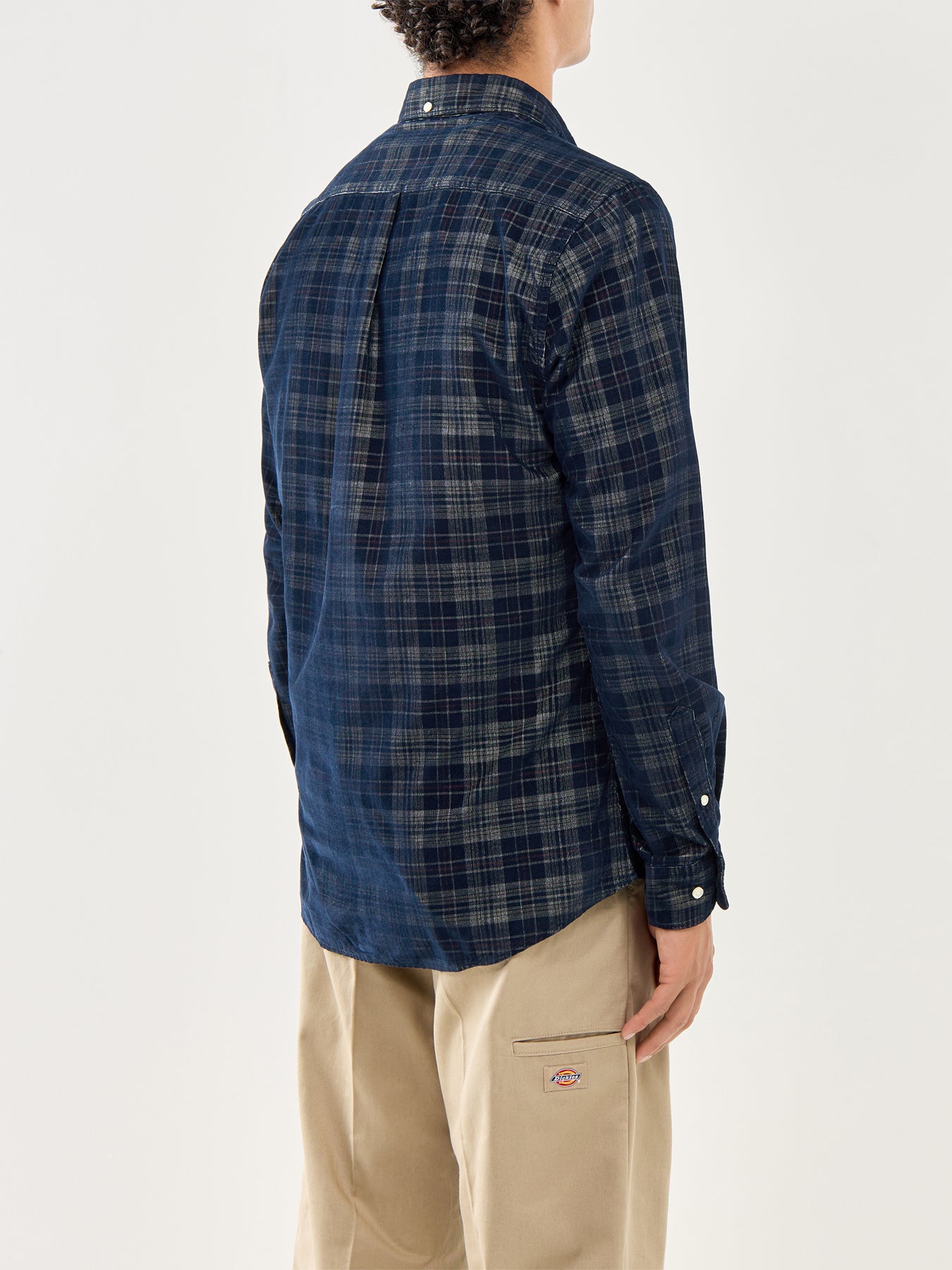 Southfield Tailored Checked Cord Shirt Dark Navy