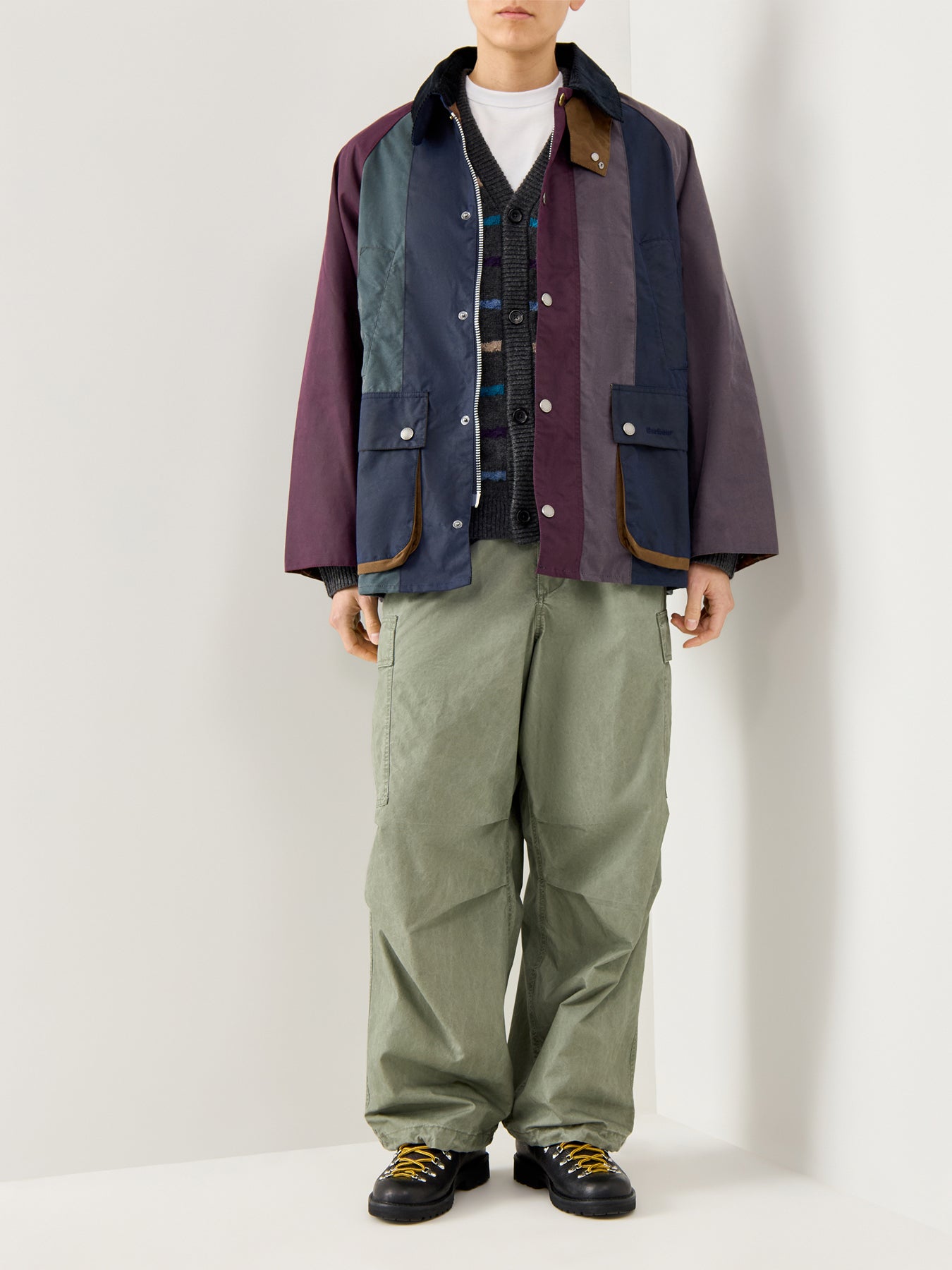 Mens Paul Smith Loves Barbour Oversized Bedale Striped Wax Jacket