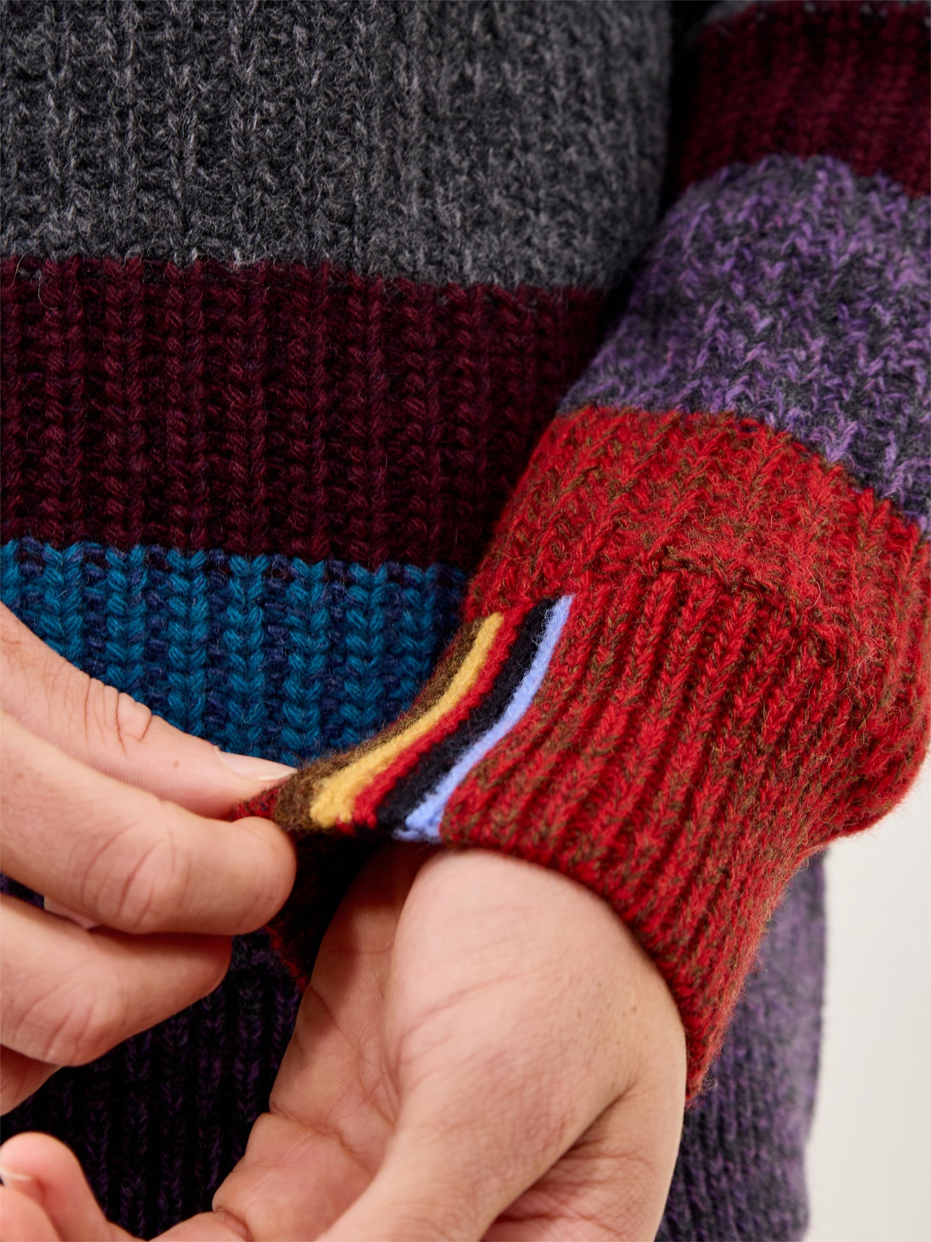Paul Smith Loves Barbour Multi-Stripe Crew Neck Jumper