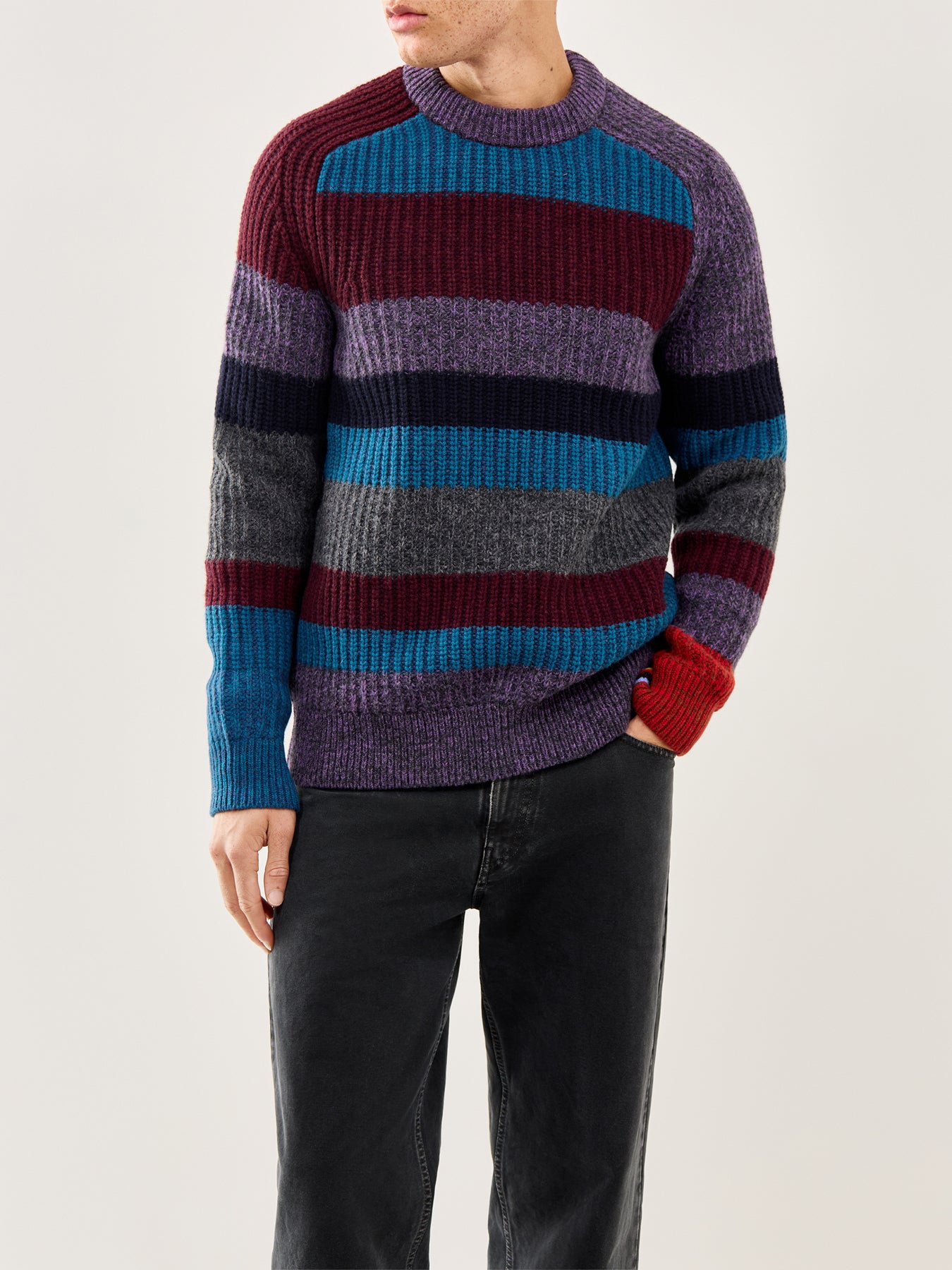 Paul Smith Loves Barbour Multi-Stripe Crew Neck Jumper