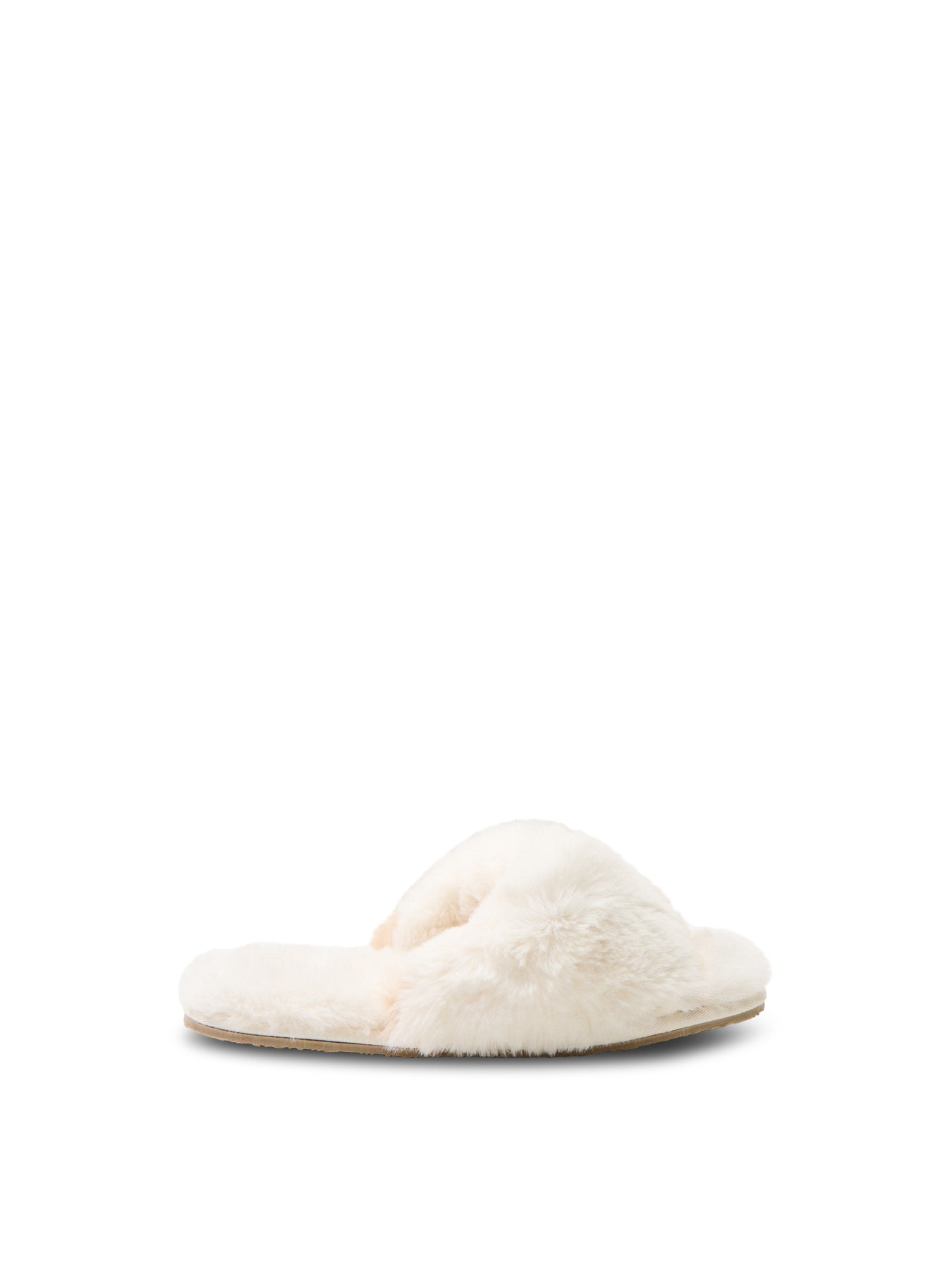 Faux Fur Slippers Beige