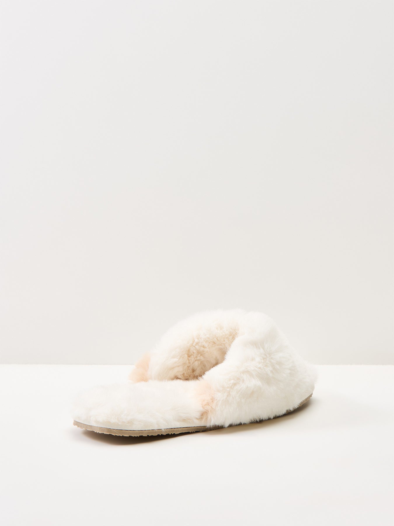 Faux Fur Slippers Beige