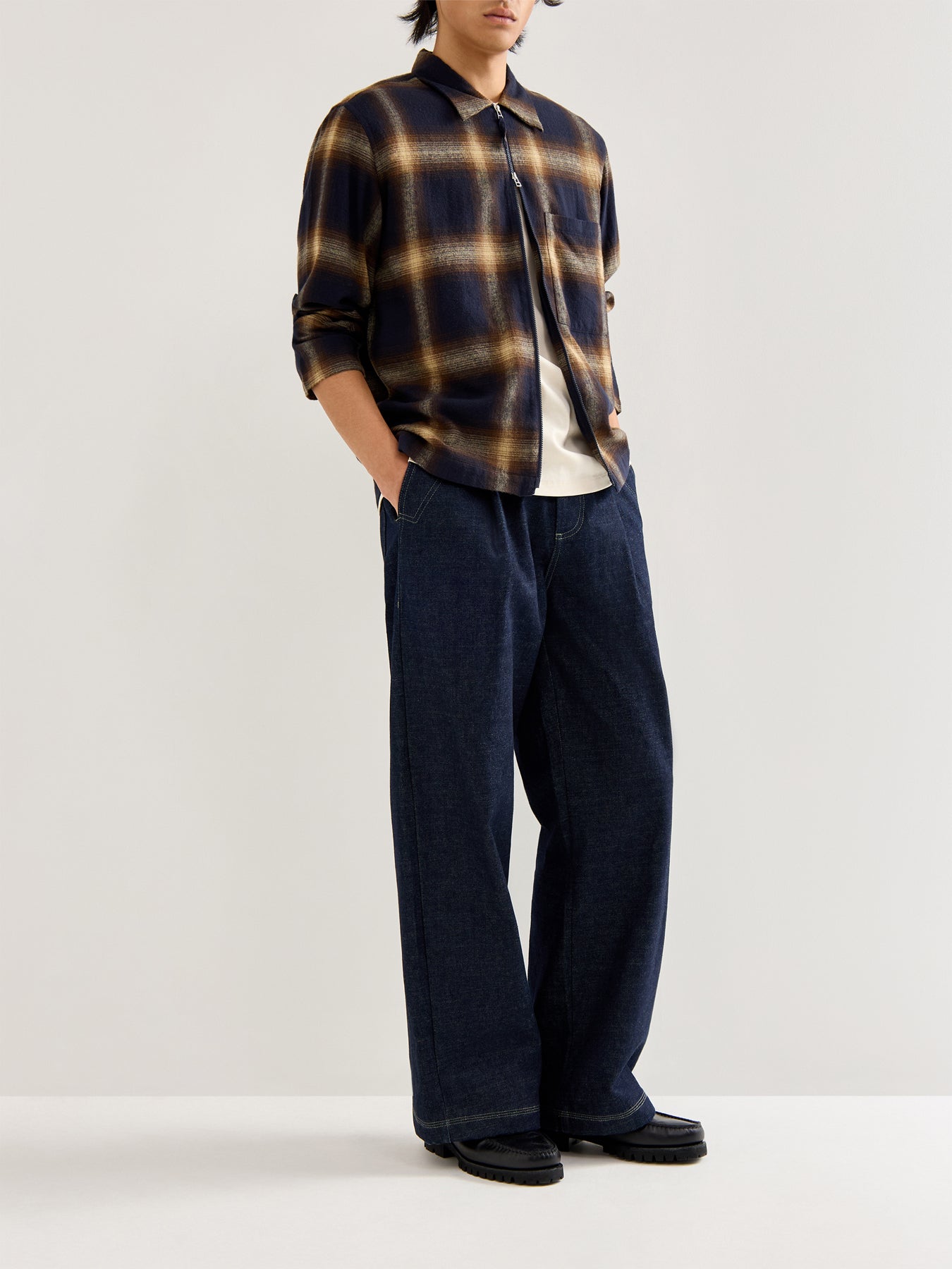 Zip Long Sleeves Cotton Shirt